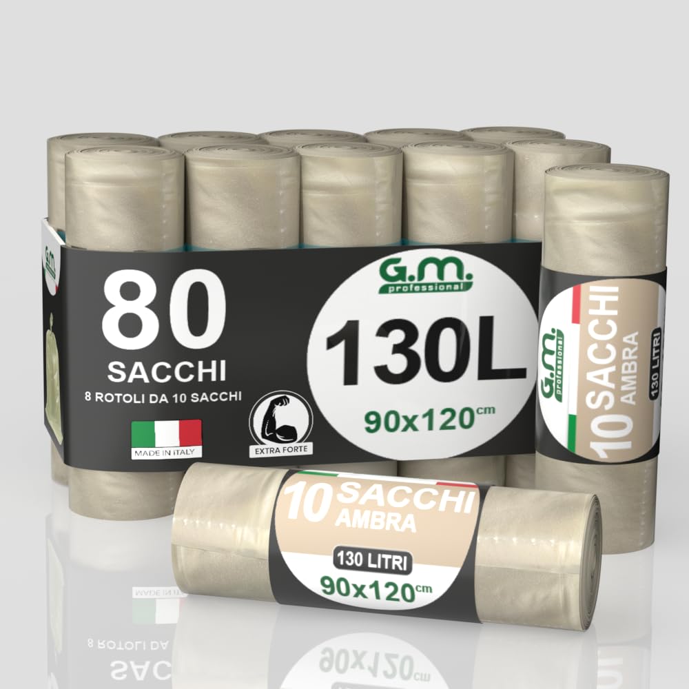 50 SACCHI TRASPARENTI BUSTE 80X120 IMMONDIZIA 130 LITRI RACCOLTA DIFFERENZIATA