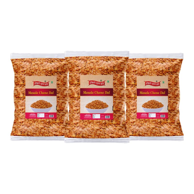 Image of OKHLI MUSAL BRAND Organic Namkeen | Organic Chana Dal Namkeen MASALA CHANA DAL | Fried in Groundnut Oil | Spicy & Crunchy | Healthy Indian Snacks Protein Rich Fried Chana Dal-1Kg*3Pack
