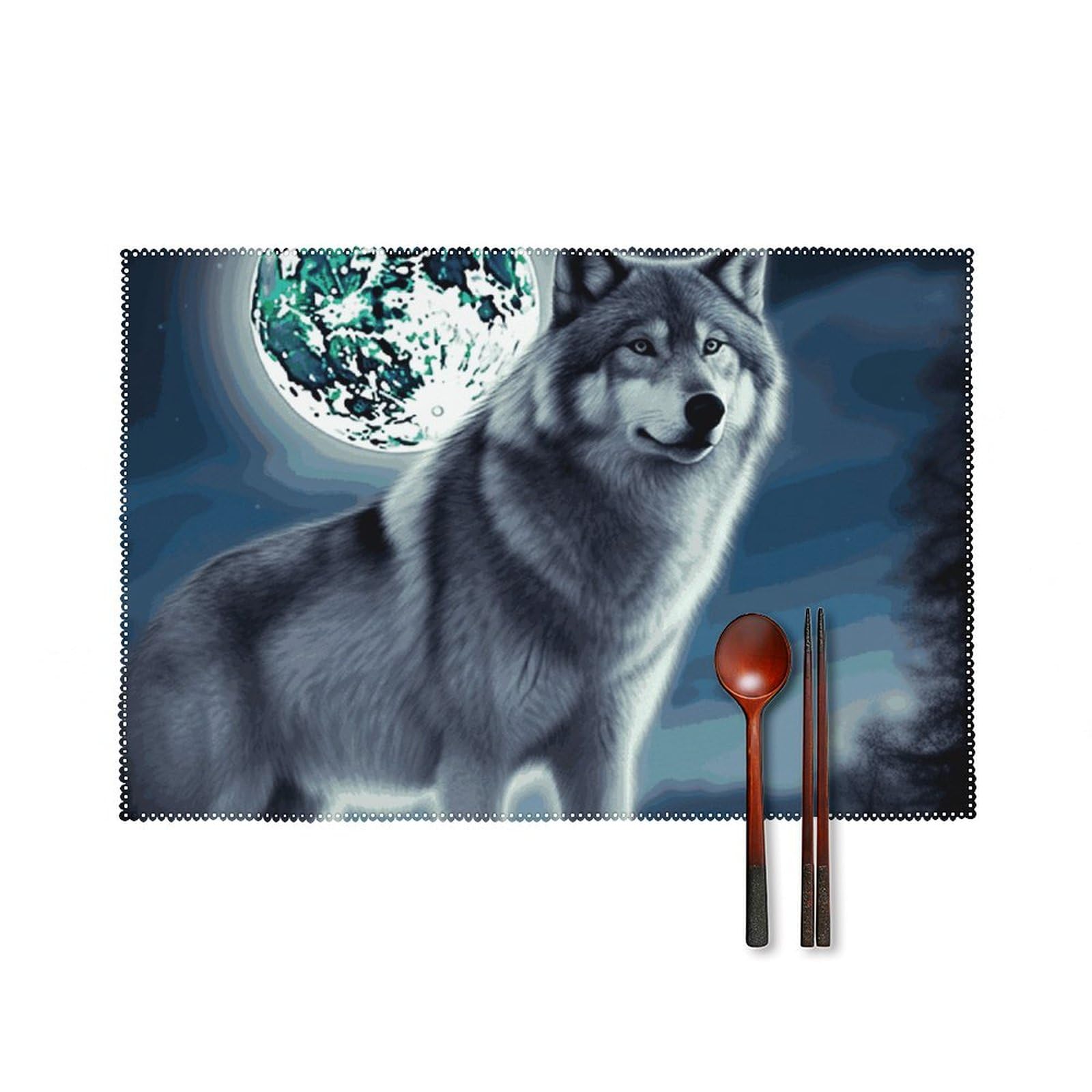 Set de table loup en toile pour une décoration de table de salle à manger