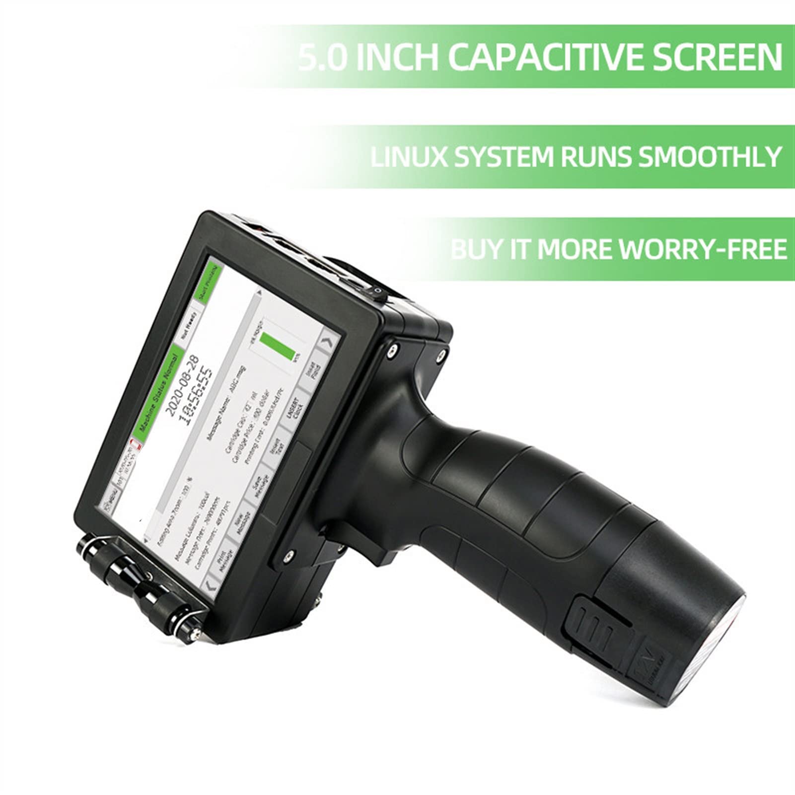 Stampante a getto d'inchiostro palmare Stampante da 12.7mm Stampante a getto d'inchiostro portatile da 5 "schermo touch-screen USB Interfaccia QR. Codice etichetta Codifica 20 lingue
