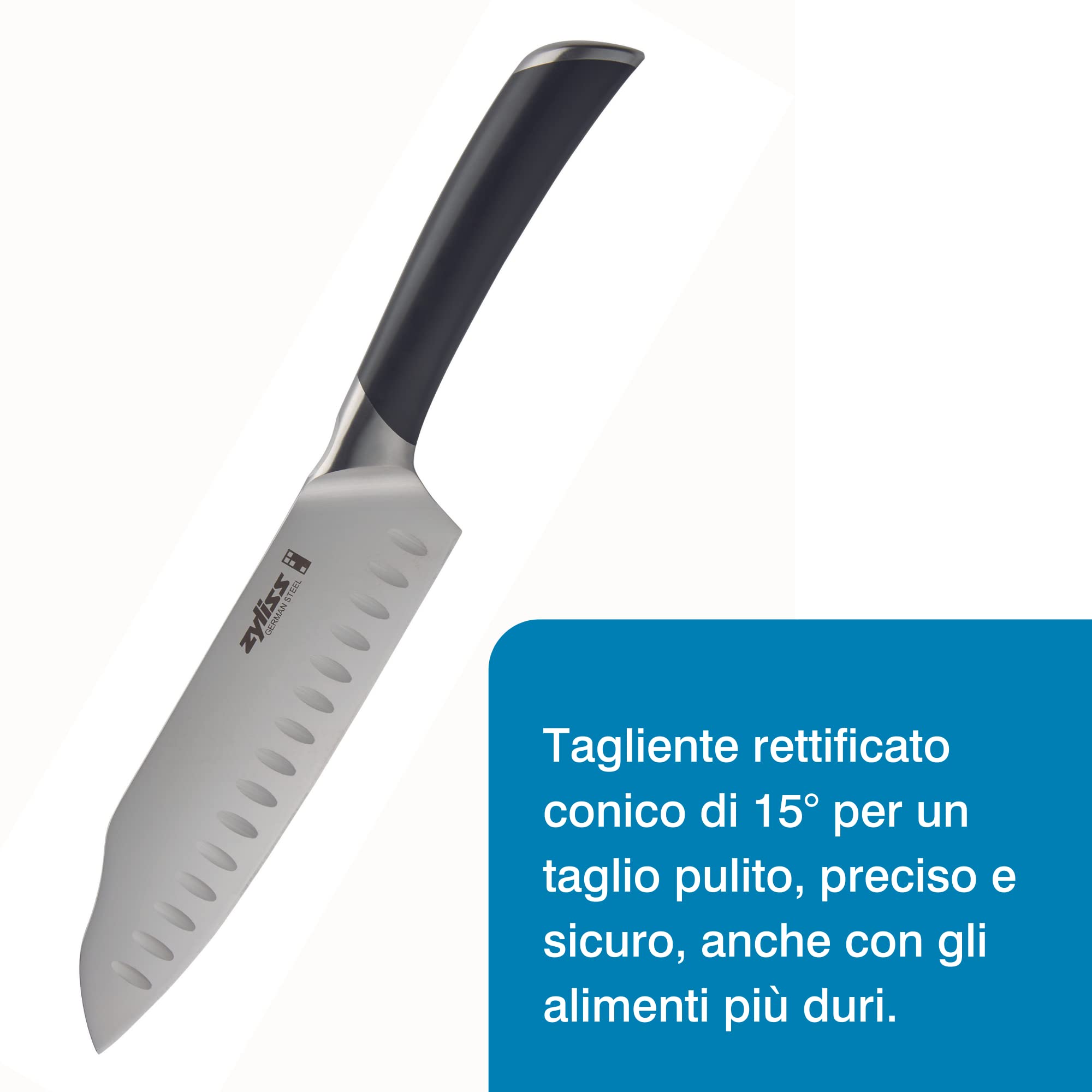 zyliss E920272 Comfort Pro Coltello Mini Santoku, 13cm, Acciaio Inossidabile Tedesco, Maniglia Nera, Coltello da Cucina Professionale, Lavabili in Lavastoviglie