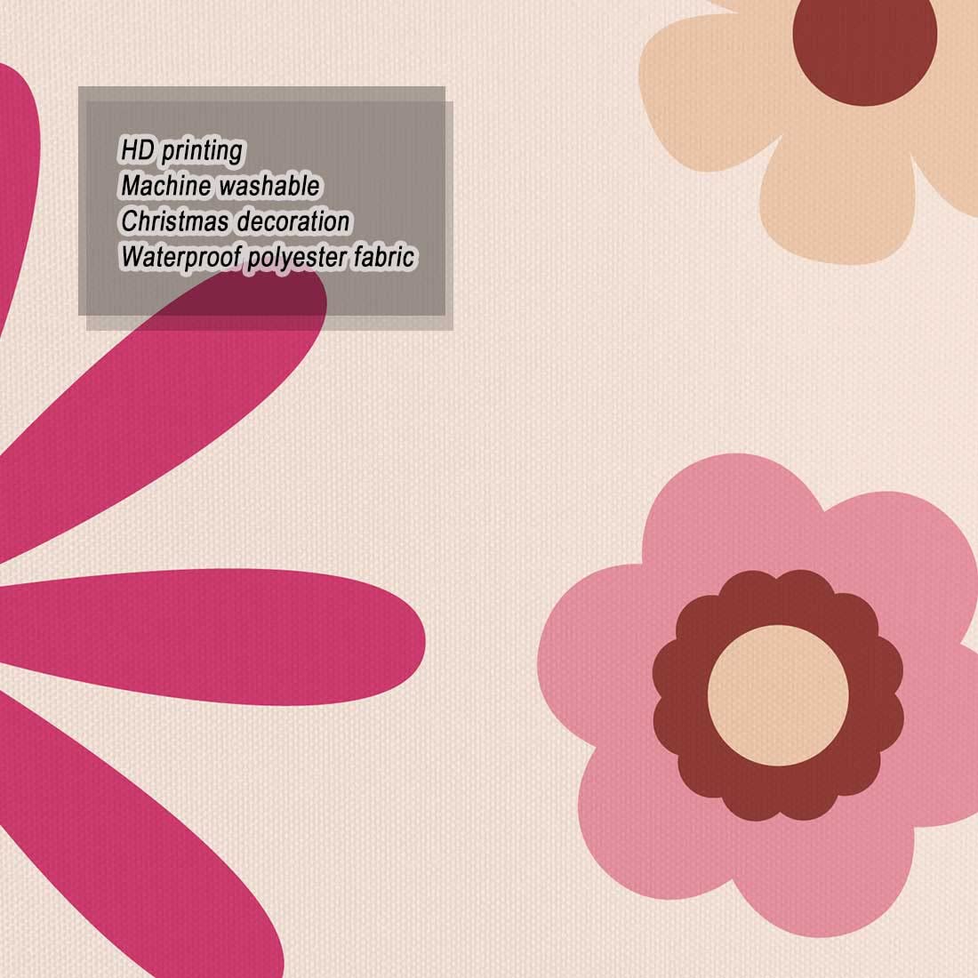 Coveimes 70er Jahre Flower Power Duschvorhang – Rosa, Orange & Beige Blumenmuster, Wasserdichtes Polyester Mit 12 Haken