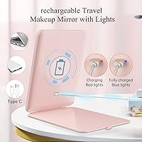 Vista 43 de FUNTOUCH - Espejo de maquillaje de viaje, recargable, con 72 luces LED, portátil, 3 modos de iluminación, pantalla táctil regulable, de tocador