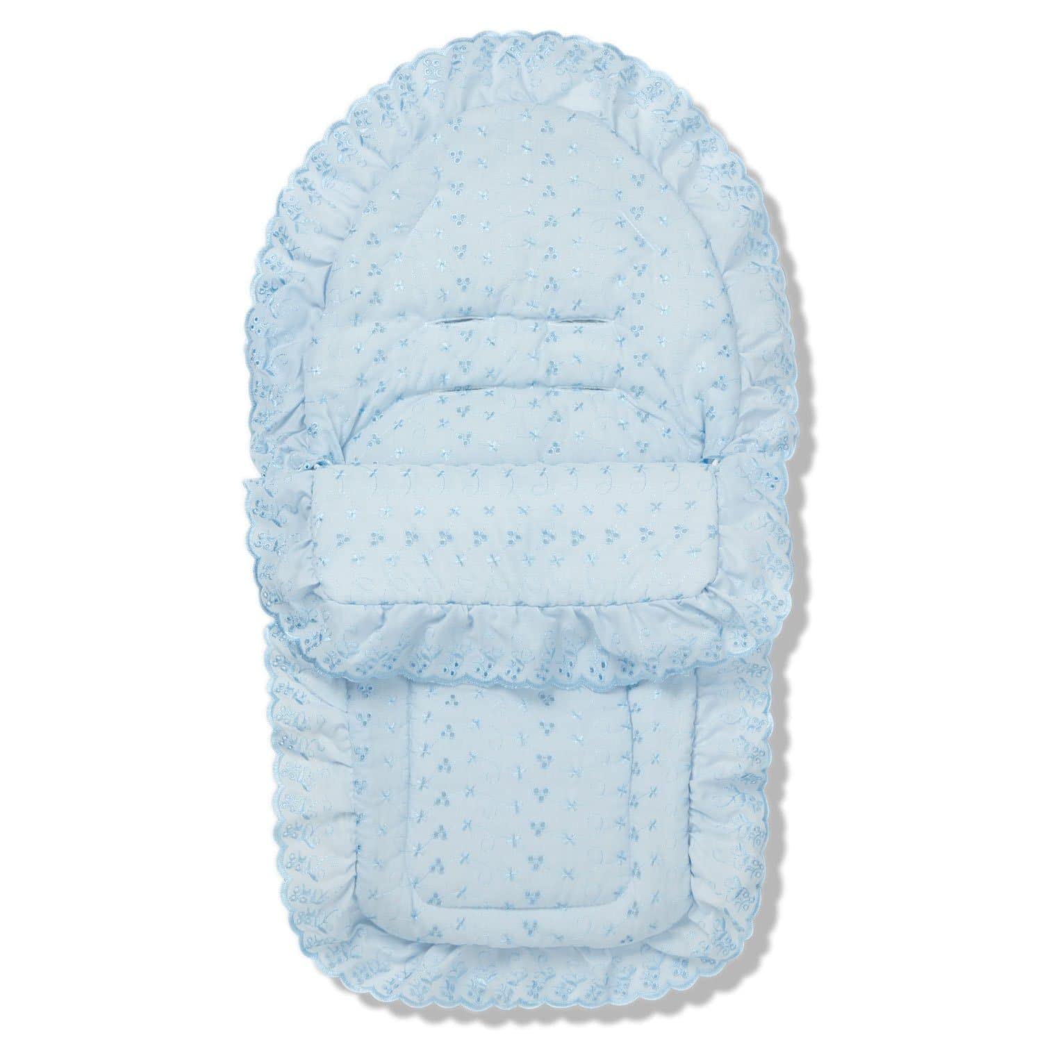 For Your Little One FYLO Universal Broderie Anglaise Car Seat Footmuff/Cosy Toes - Blue