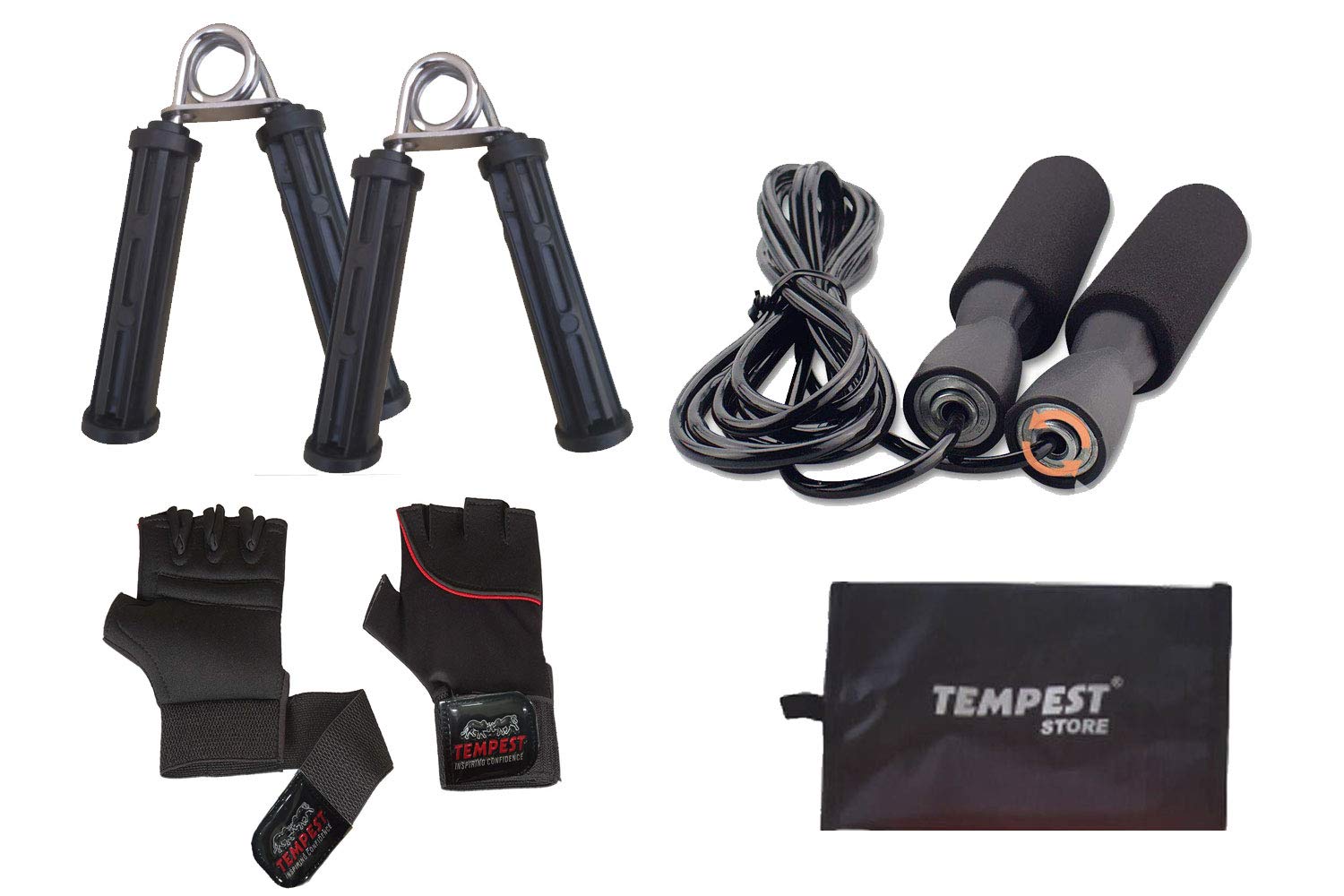 TEMPEST Neo Personal Fitness Combo |Gym Combo| Exercise Combo with Hand Gripper Combo Gym Gloves Skipping Rope with FREE KIT BAG | Ideal for Professional Fitness Freaks