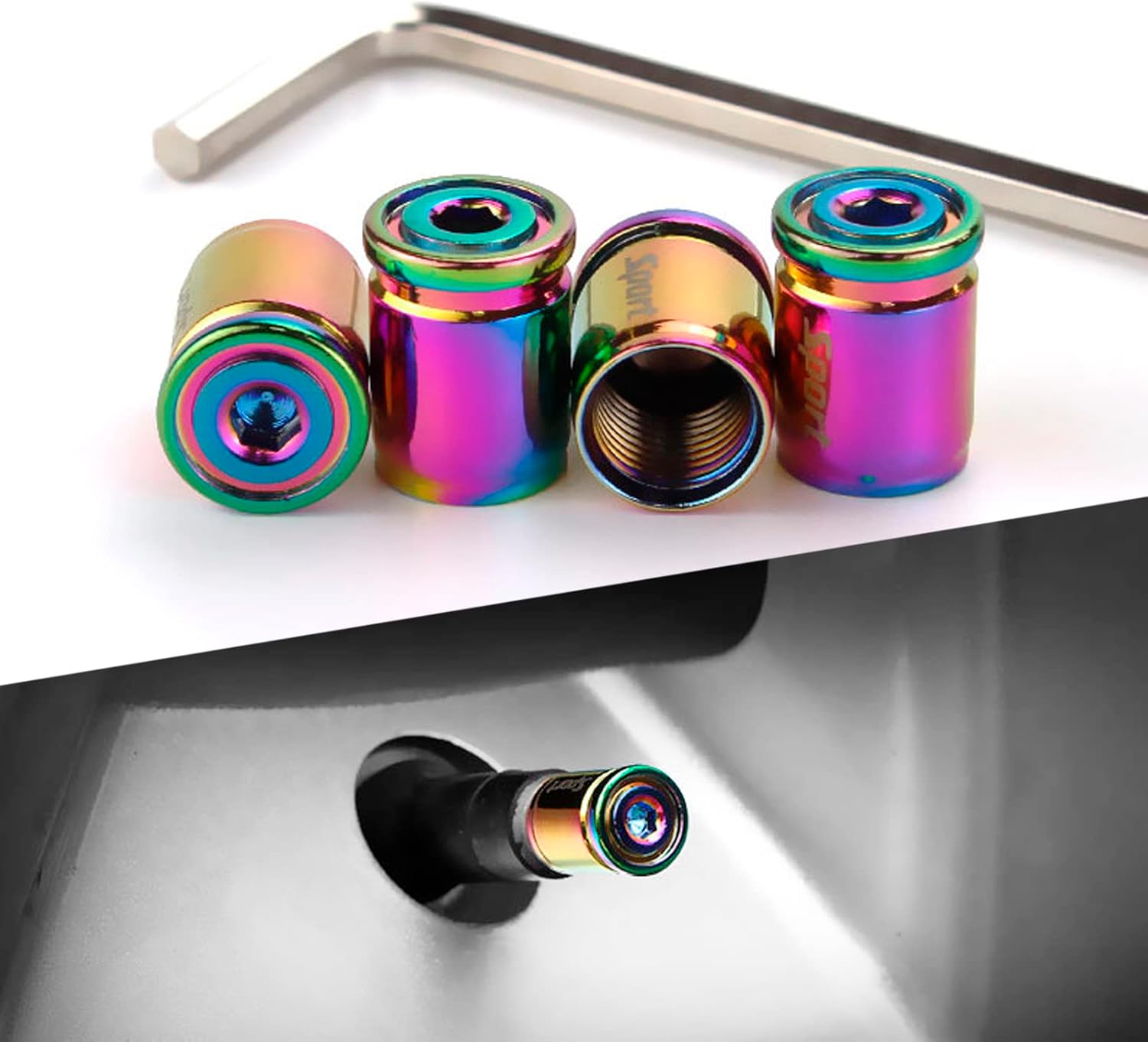 Fogfar 4 PCS Car Tire Valve Stem Cap, Anti Theft Colored