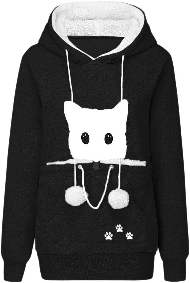 Hoodie Con Tasca Per Gatti Felpa Con Cappuccio E Tasca Porta