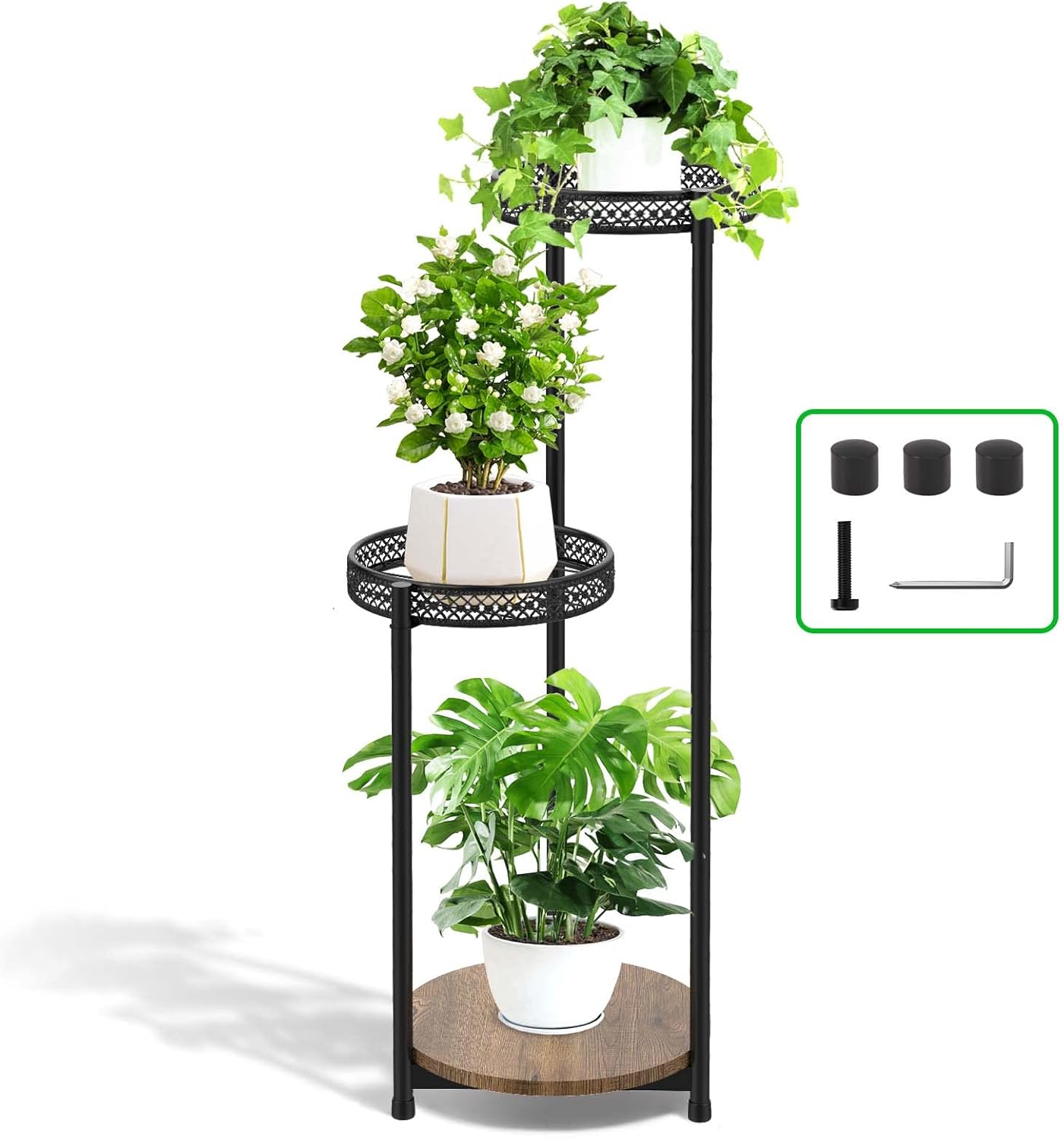 Oppro 3 Tier Metal Plant Stand, Tierd Corner Plant Stands Holder for Indoor Outdoor Plants