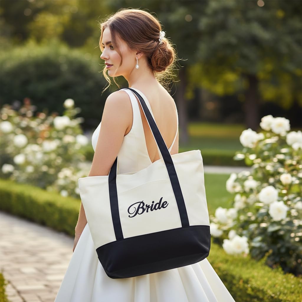 Bride Tote Bag Bride Canvas Beach Bag Travel Tote Handbag Bride To Be Gifts Bridal Shower Gifts for Wedding Day - Image 2