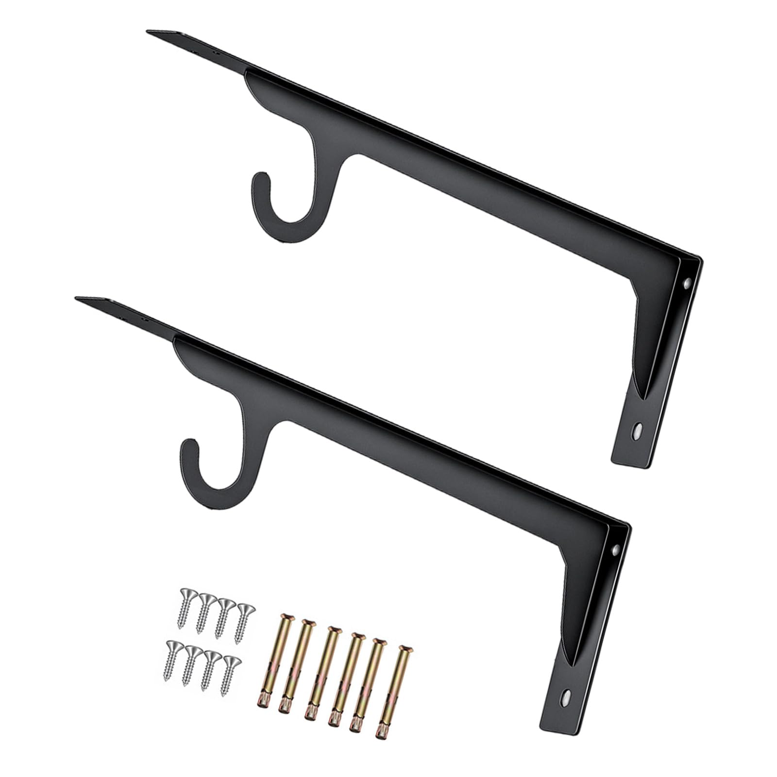 2pcs Reinforced Steel Closet Rod Supports with 200Lb Capacity Wall Hook Brackets for Organizing Wardrobes & Shelving Closet Rod Parenthesis with Fasteners Garage Storage Hook Parenthesis