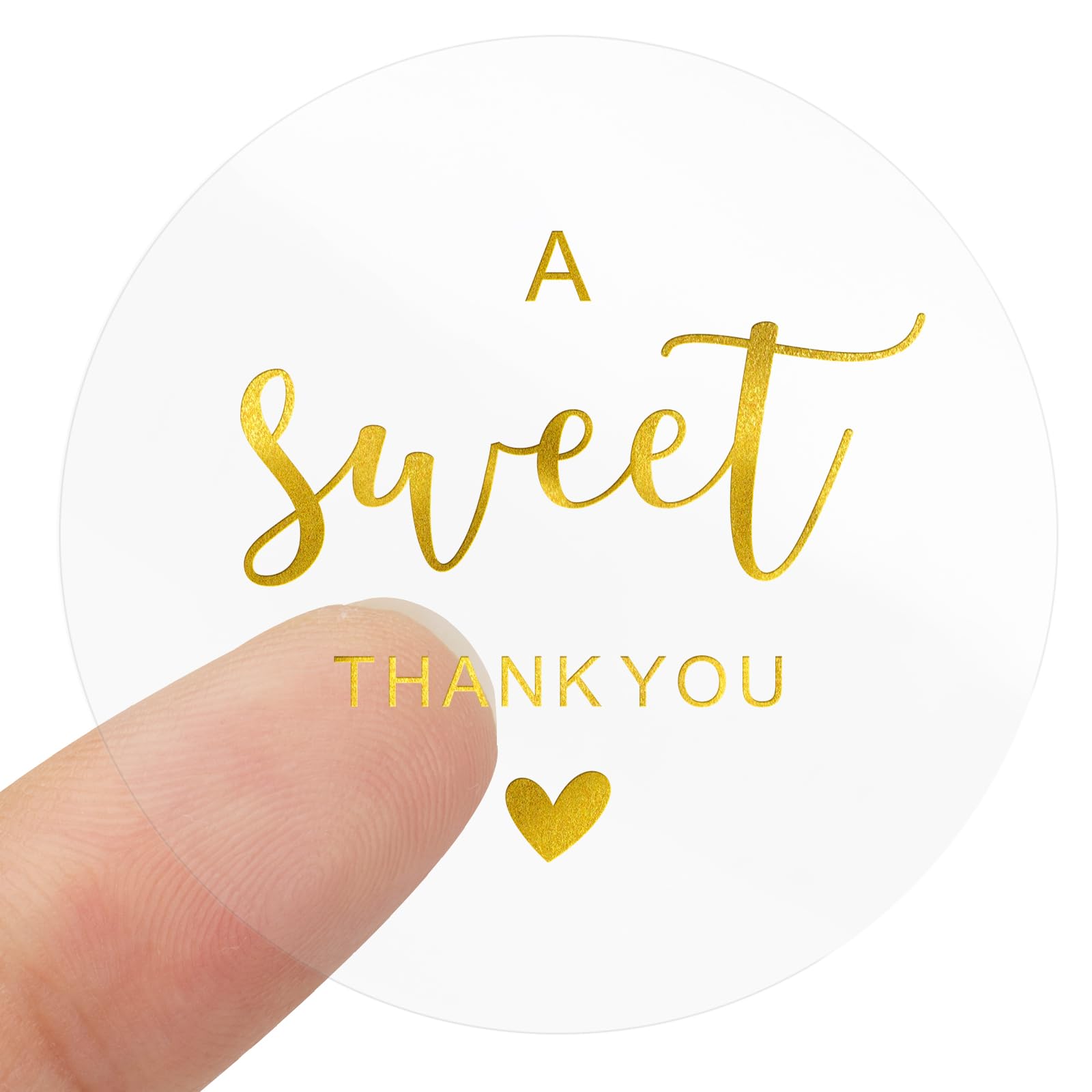 joycraft 2 Inch Sweet Thank You Stickers, 120Pcs Clear Gold Foil Envelope Seals, Party Favor Labels, Round Gift Stickers for Wedding, Birthday, Baby
