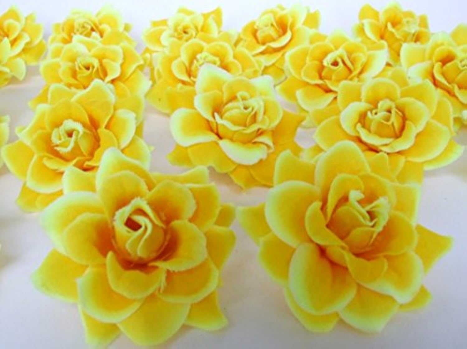 (50) Silk Yellow Roses Flower Head - 1.75" - Artificial Flowers Heads Fabric Floral Supplies Wholesale Lot for Wedding Flowers Accessories Make Bridal