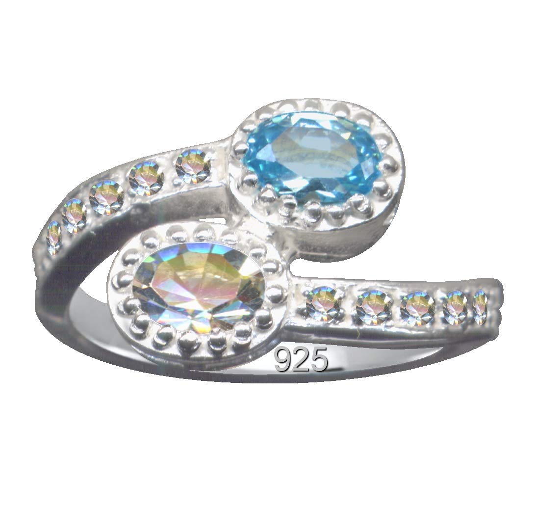 Anello solitario Art Deco bianco, misura 55, 17,5 mm, in vero argento 925, con zirconi, stile giovanile, simbolo emotivo, 17,5 mm, stravagante, bianco