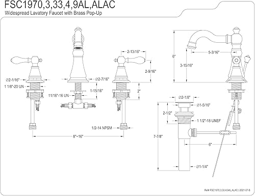 Miniatura 5 de Kingston Brass FSC1970AL - Grifo de baño clásico inglés, color negro mate