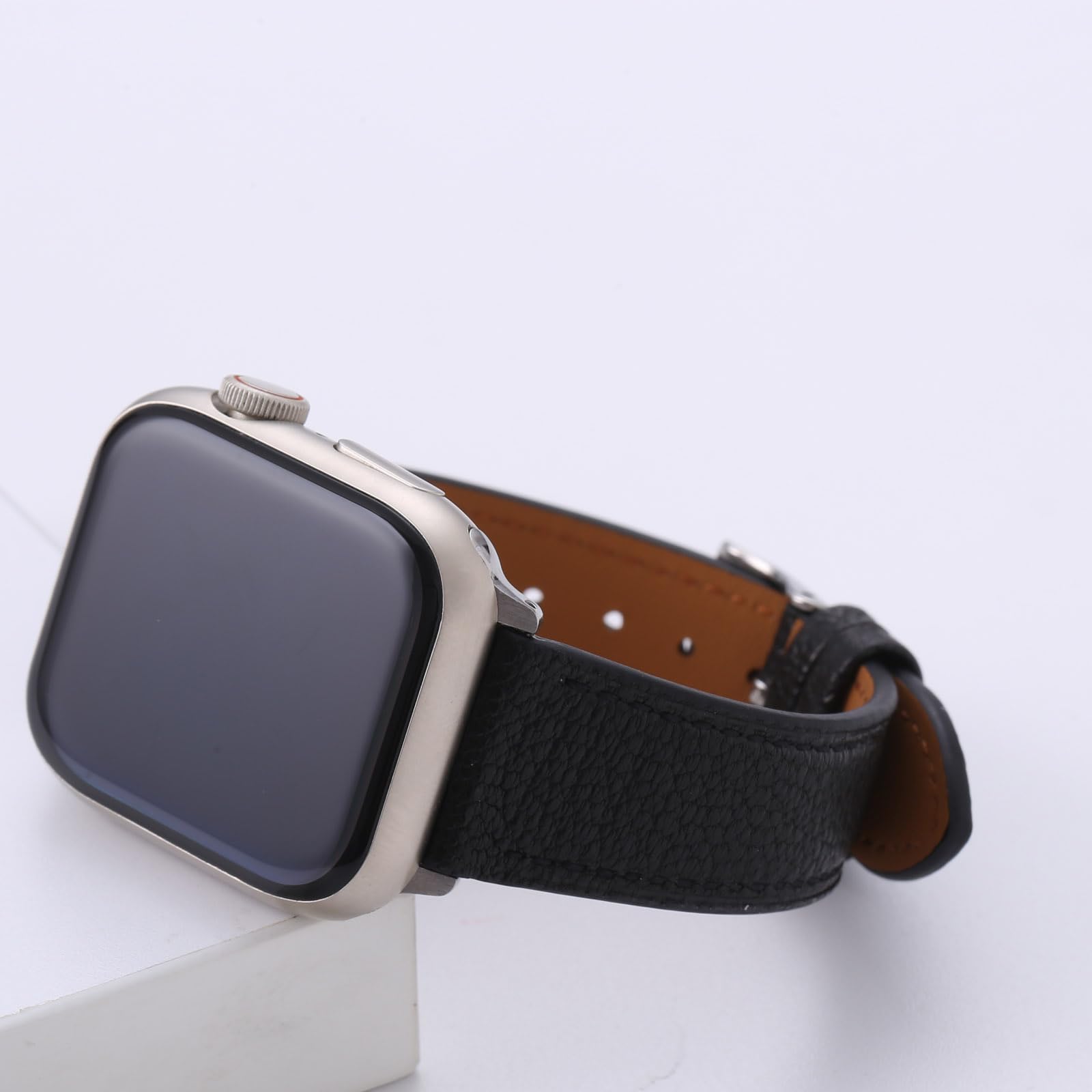 Cinturino sottile da donna in morbida pelle di capra francese, compatibile con Apple Watch da 38 mm, 40 mm, 41 mm, 42 mm, 44 mm, 45 mm, 46 mm, 49 mm, cinturino di ricambio sottile in pelle per iWatch