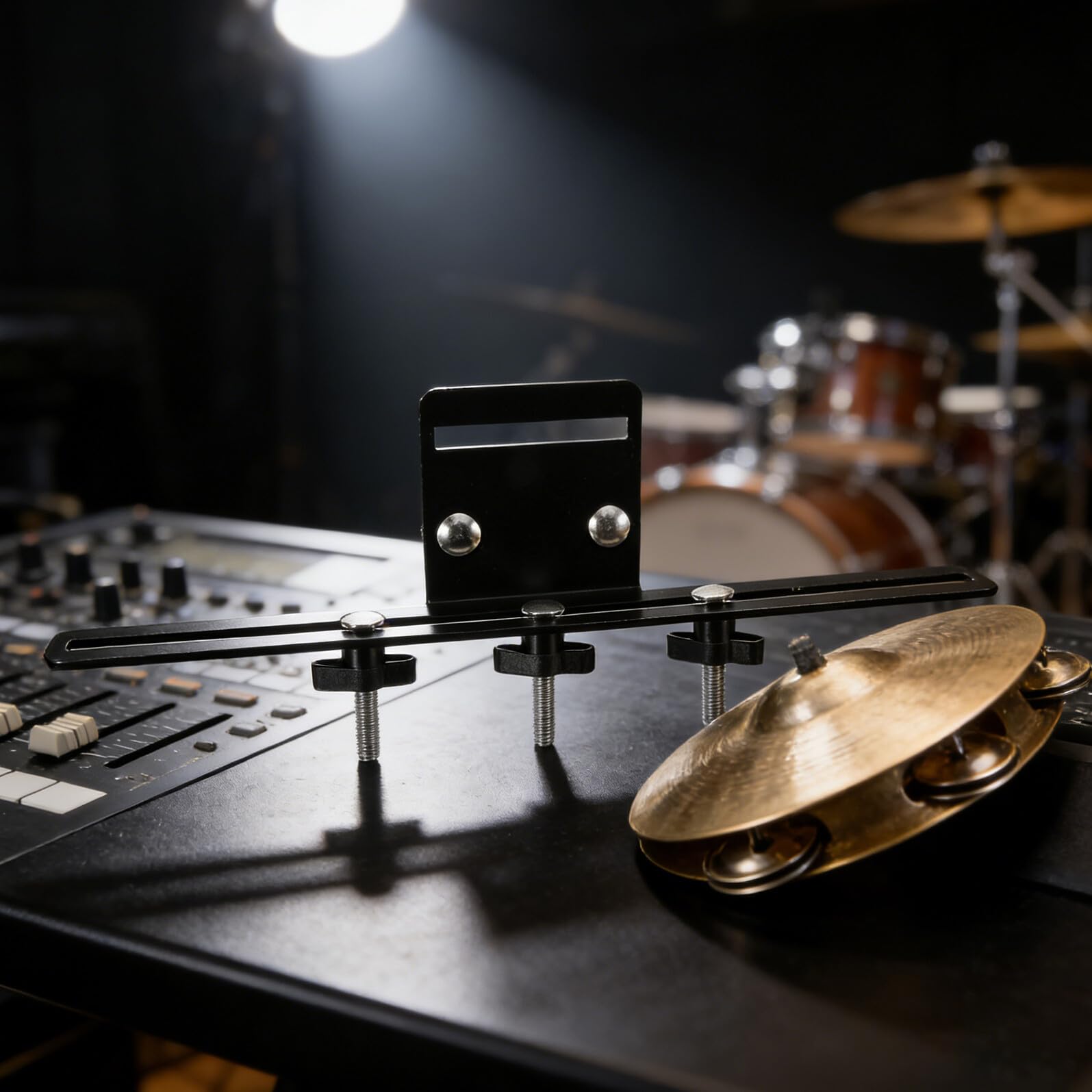 Supporto per Campanaccio per Batteria Doppio 4 Gruppi Nero | Metallo, Sgancio Rapido, per Percussioni e Drum Kit, Finitura Moderna, Uso in Studio e Live