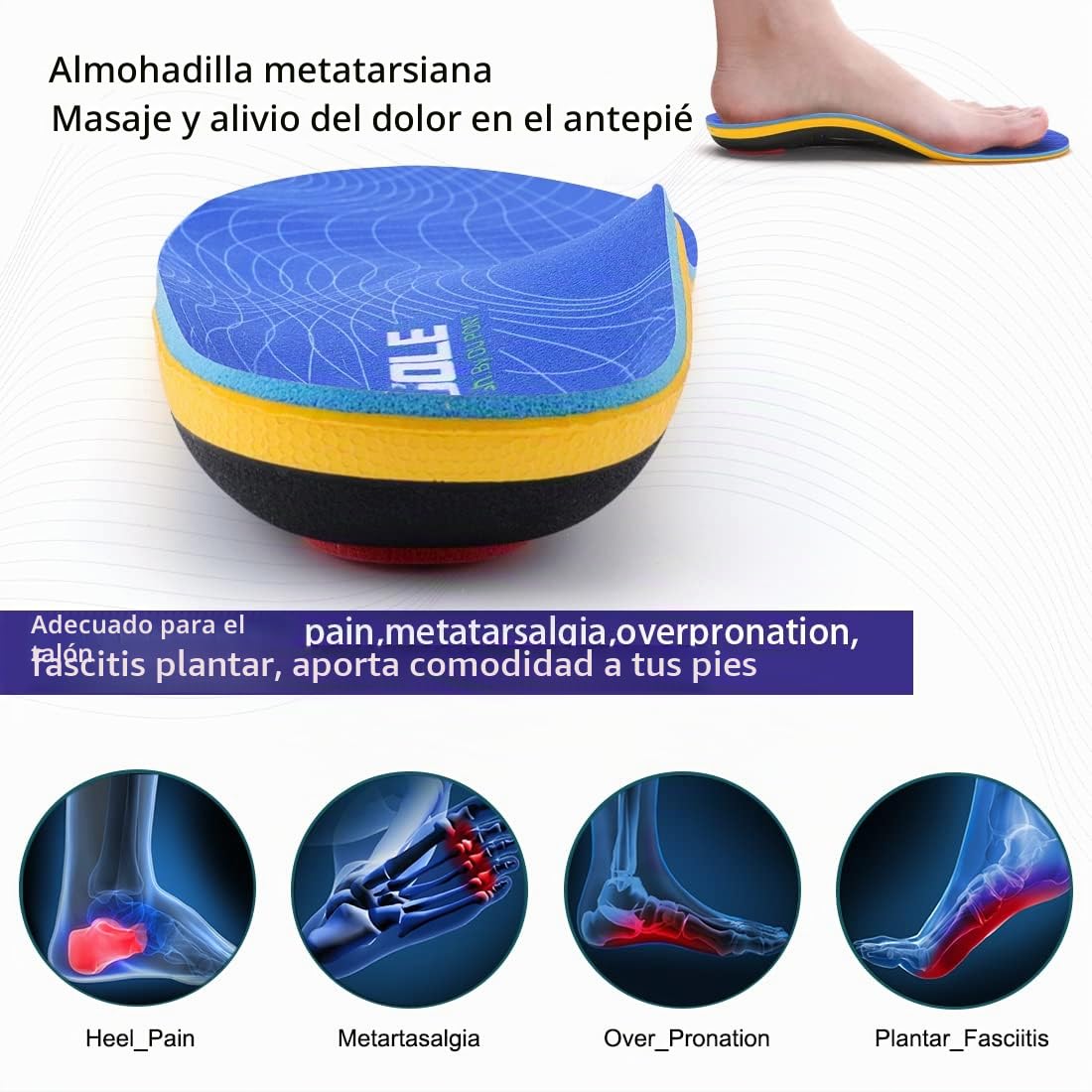 VALSOLE Plantillas ortopédicas para mujeres y hombres Soporte de pie alto Plantillas de zapatos funcionales suaves Inserto para pies planos, dolor de pie, fascitis plantar (Azul, 43-44 EU 28cm)
