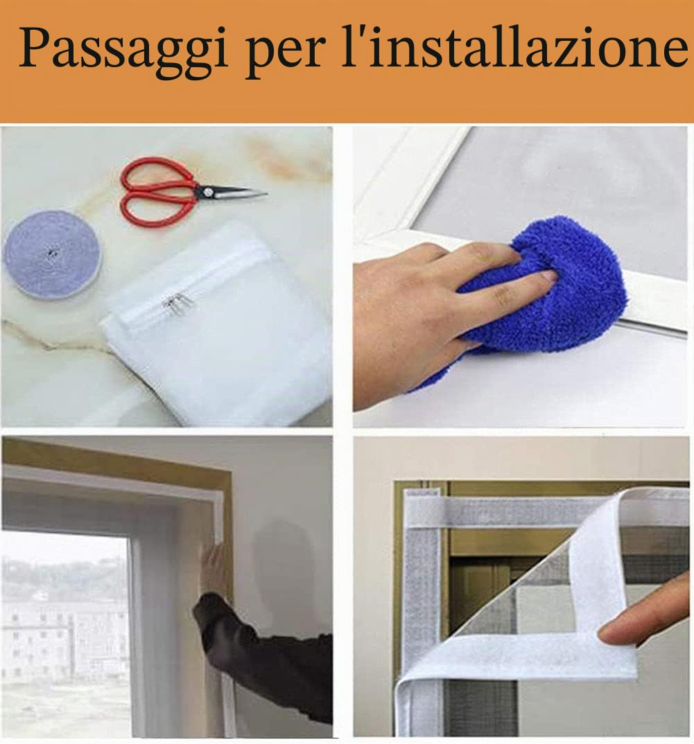 Protezione per Finestre su Misura per Gatti con Chiusura a Zip, Rete Autoadesiva Anti-Zanzare e Insetti, Rete per Finestre Resistente agli Strappi per Gatti e Uccelli