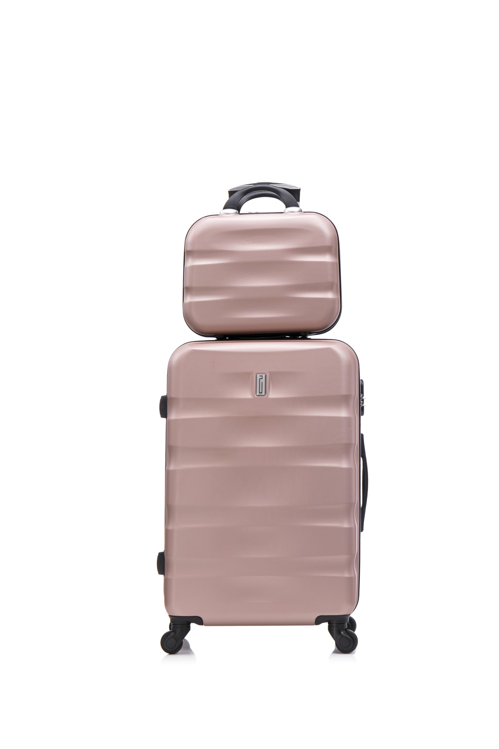 CELIMS - Set Valigie | Valigia Grande 23 kg Rigida Oro Rosa + Beauty Case da Viaggio 35cm | Valigia da Stiva 75cm | Valigia XL | Trolley Grande 75cm con 4 Ruote