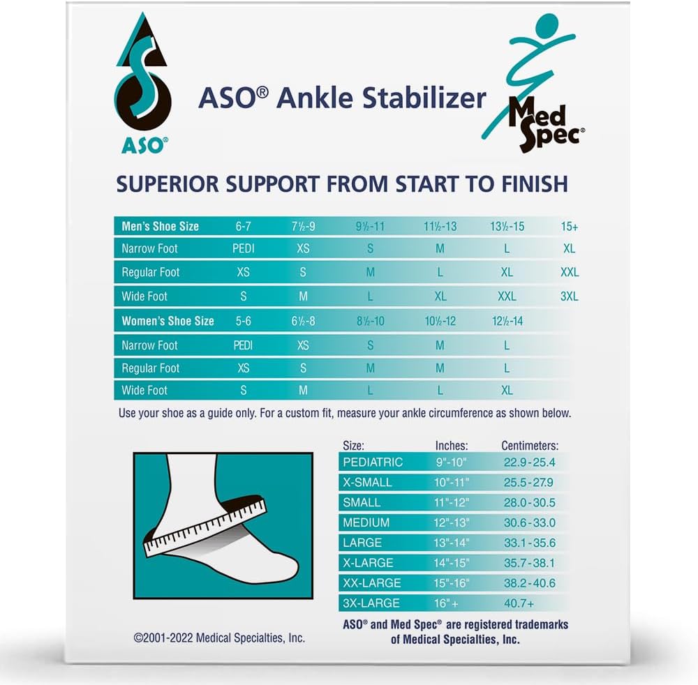 Med Spec ASO Speed Lacer – Ankle Brace for Sprained Ankle and Peroneal Tendonitis, Orthopedic Ankle Support for Men, Women, Adults, Teens and Kids, Sports Injury Recovery