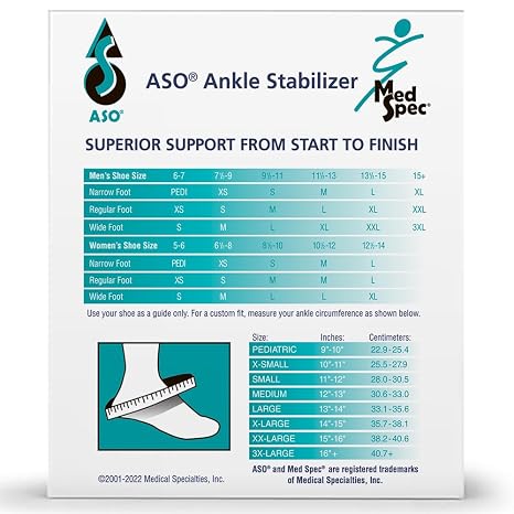 Med Spec ASO Speed Lacer Ankle Stabilizer Brace Sprain Support White SM | Orthopedic Speed Lacing Ankle Brace for Men, Women, Teens, And Kids, Bilateral, Workouts, Everyday Ankle Protection. 223602