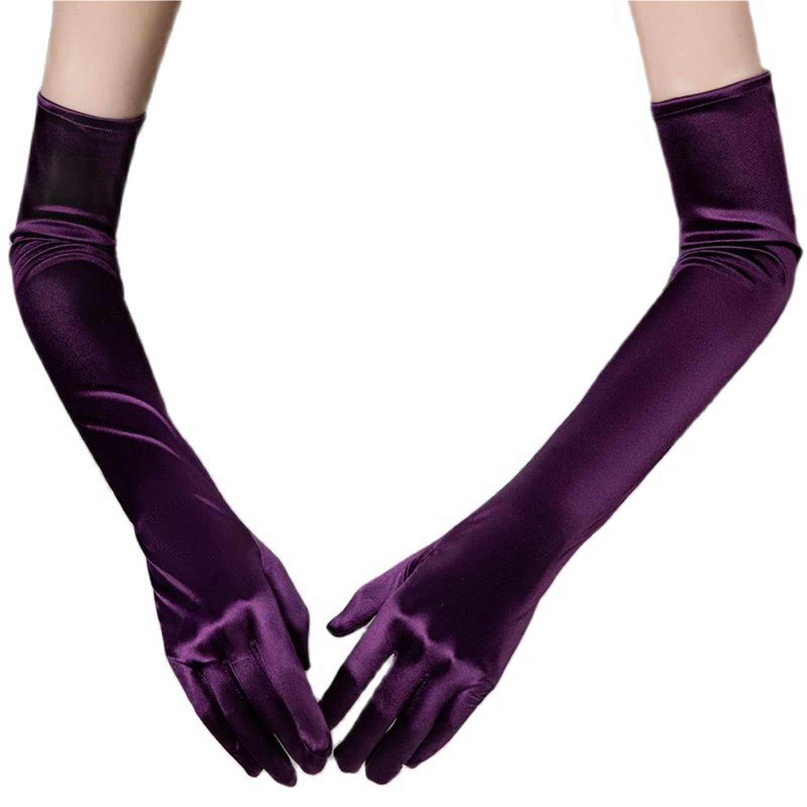 2 paia di guanti lunghi in raso Guanti da donna multicolori for performance sul palco morbidi e lisci ad alta elasticità Per Feste E Balli