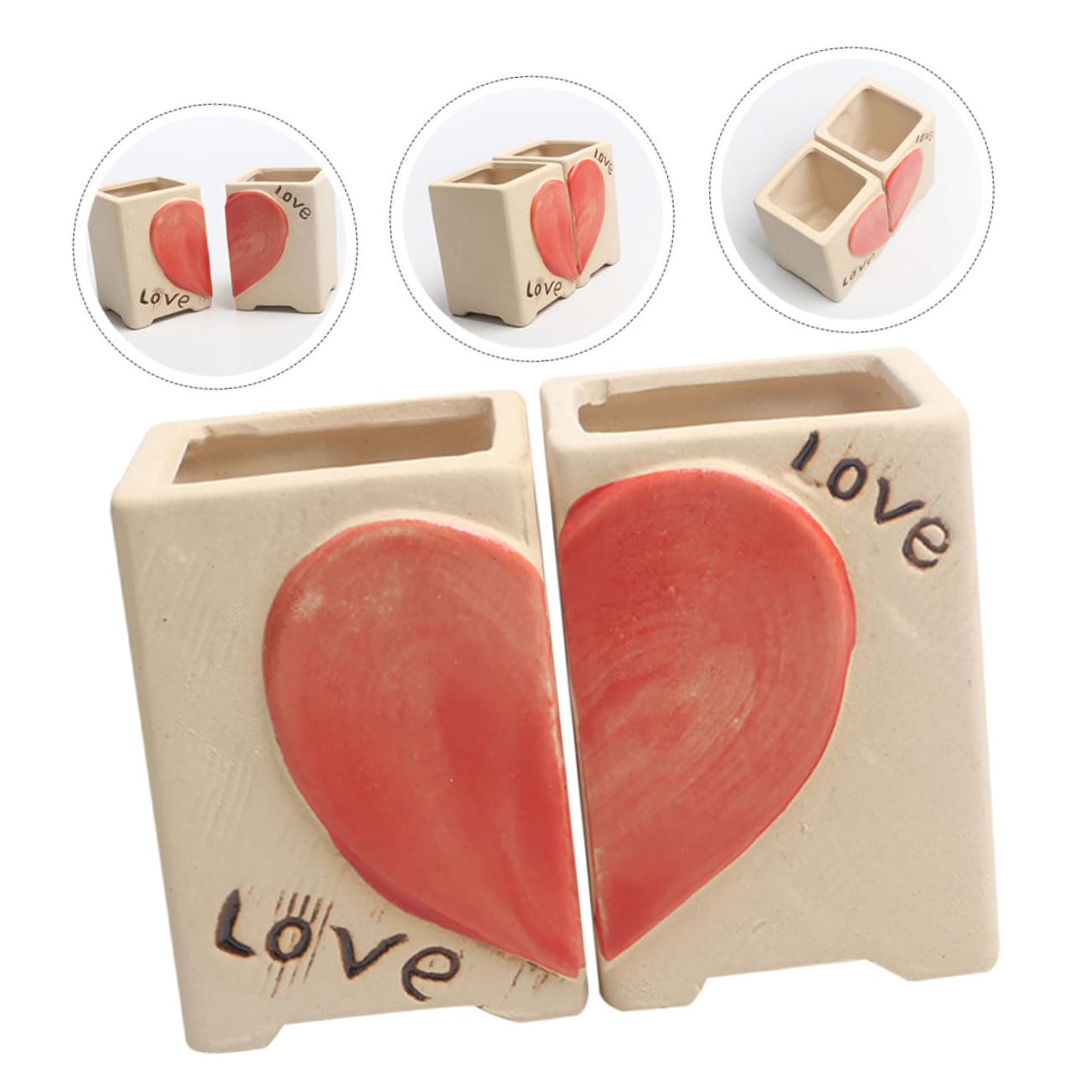 3paires Pot De Fleurs Design Cœur Créatif pour Plantes Succulentes pour Décoration Intérieure Et Extérieure Parfait pour Couples Amoureux