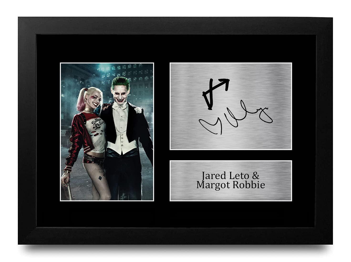 HWC Trading FR A4 Jared Leto & Margot Robbie Suicide Squad The Joker & Harley Quinn Gifts Printed Signed Autograph Picture for Movie Memorabilia Fans - A4 Framed