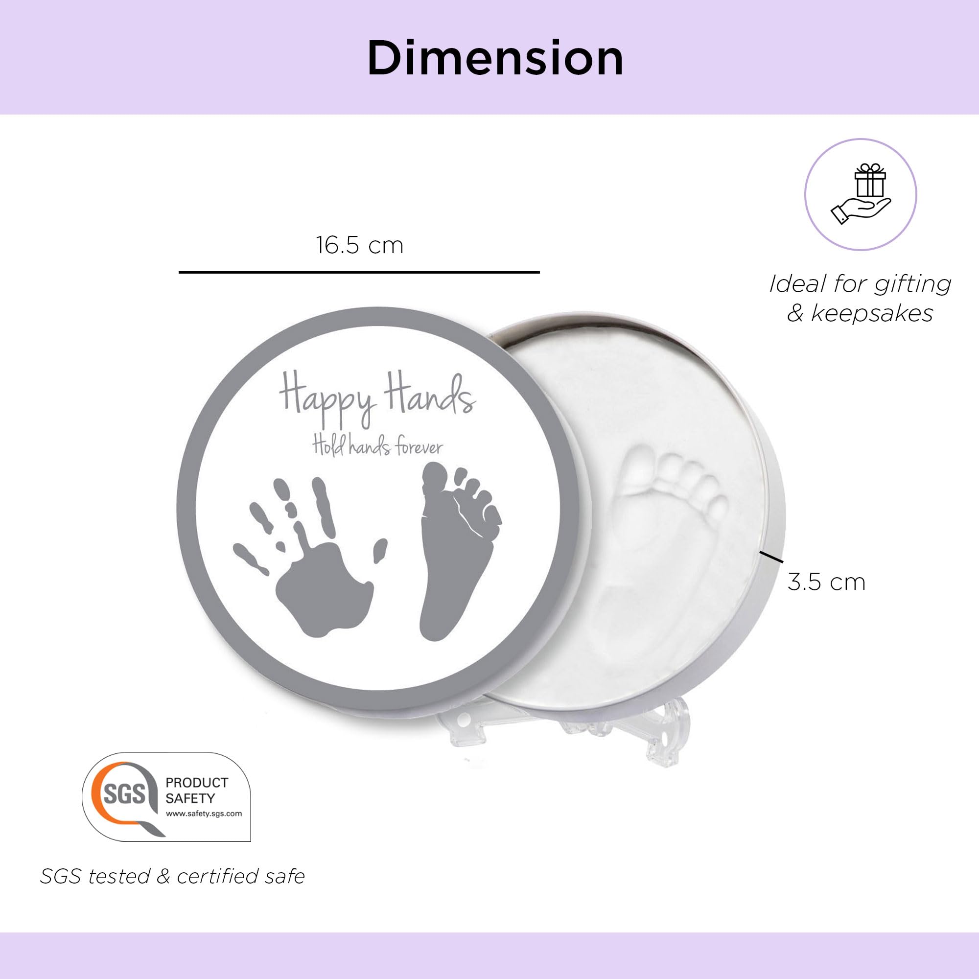Dooky Happy Hands 2D Set empreinte main bébé souvenir boîte aluminium pâte à modeler