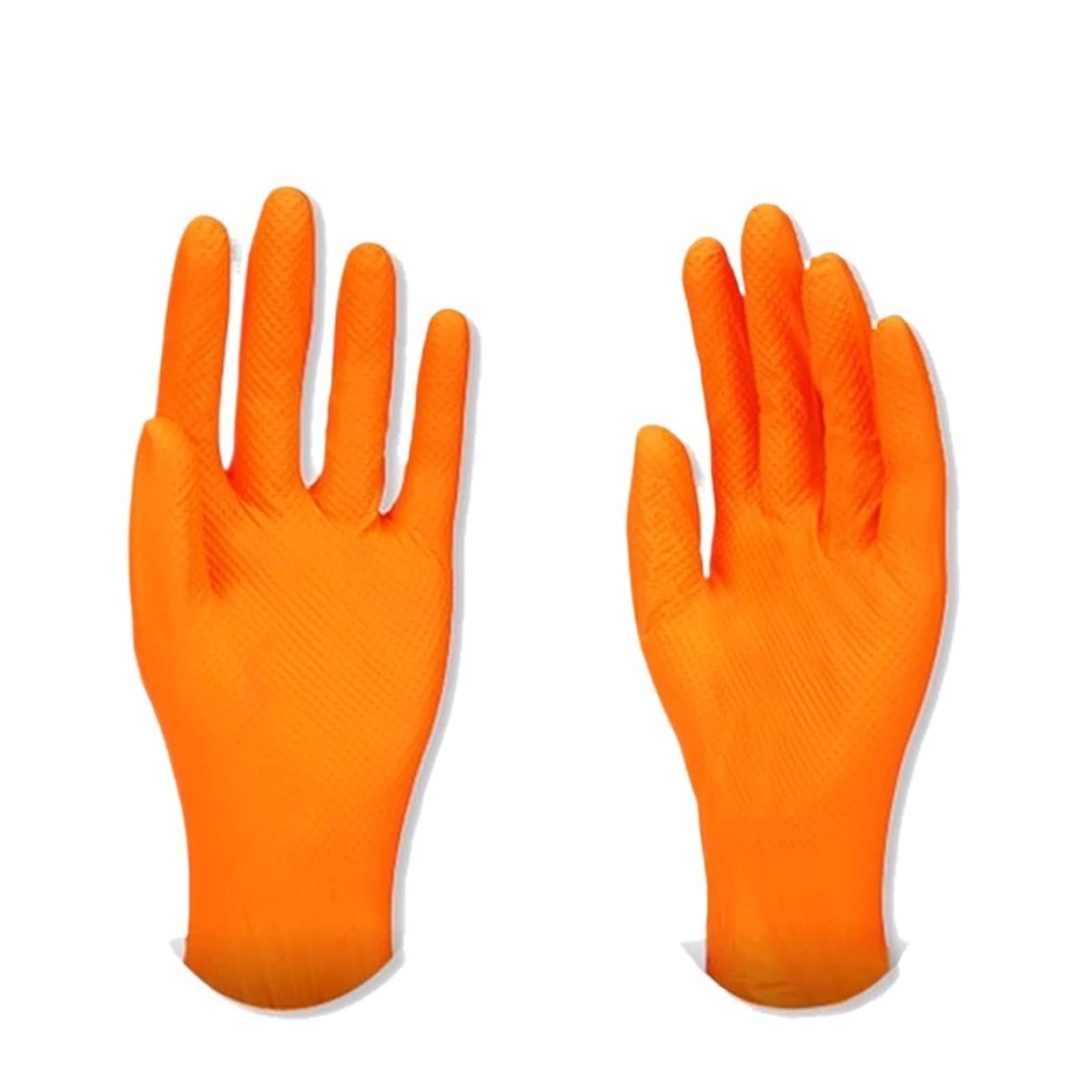 Guantes de trabajo antideslizantes de nitrilo naranja, resistentes al agua, gruesos, for limpieza mecánica y de reparación de automóviles, 100 Uds.