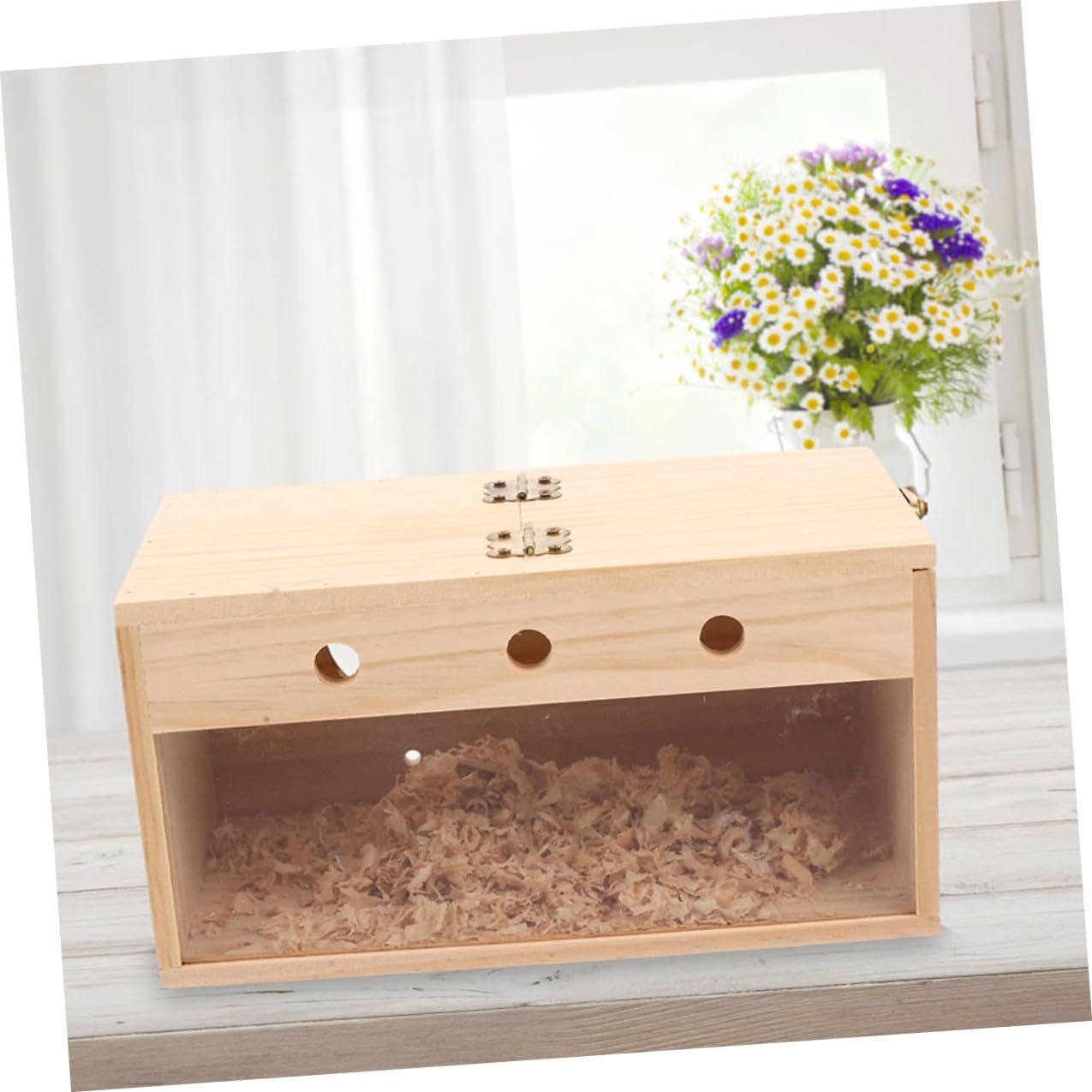 DOITOOL Caja Nido de Madera Beige para Pájaros Diseño Práctico y Fácil de Limpiar Adecuado para Periquitos y Agapornis en Decoración Interior y Exterior
