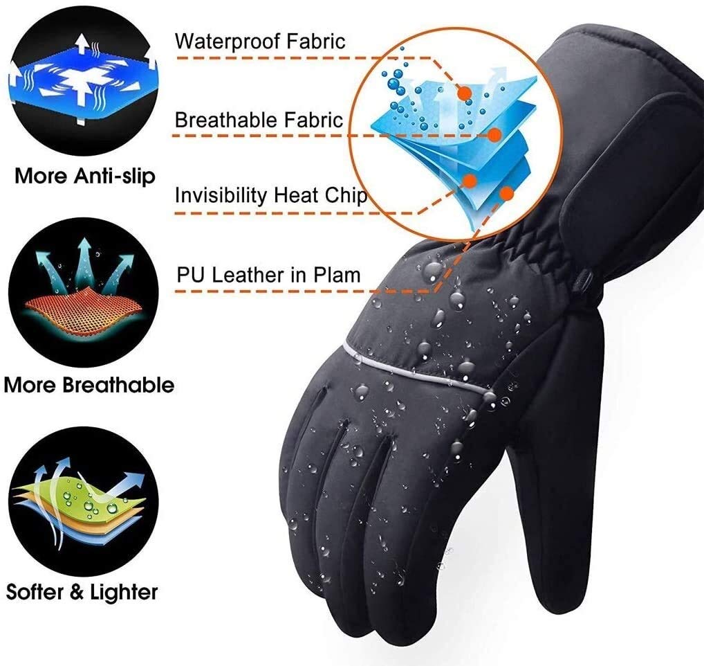 CHEWYNP Guanti riscaldati elettrici Guanti riscaldanti Scaldamani Elettrico Ricaricabile, Controllo Intelligente della Temperatura Guanti riscaldati elettrici Touch Screen Impermeabili