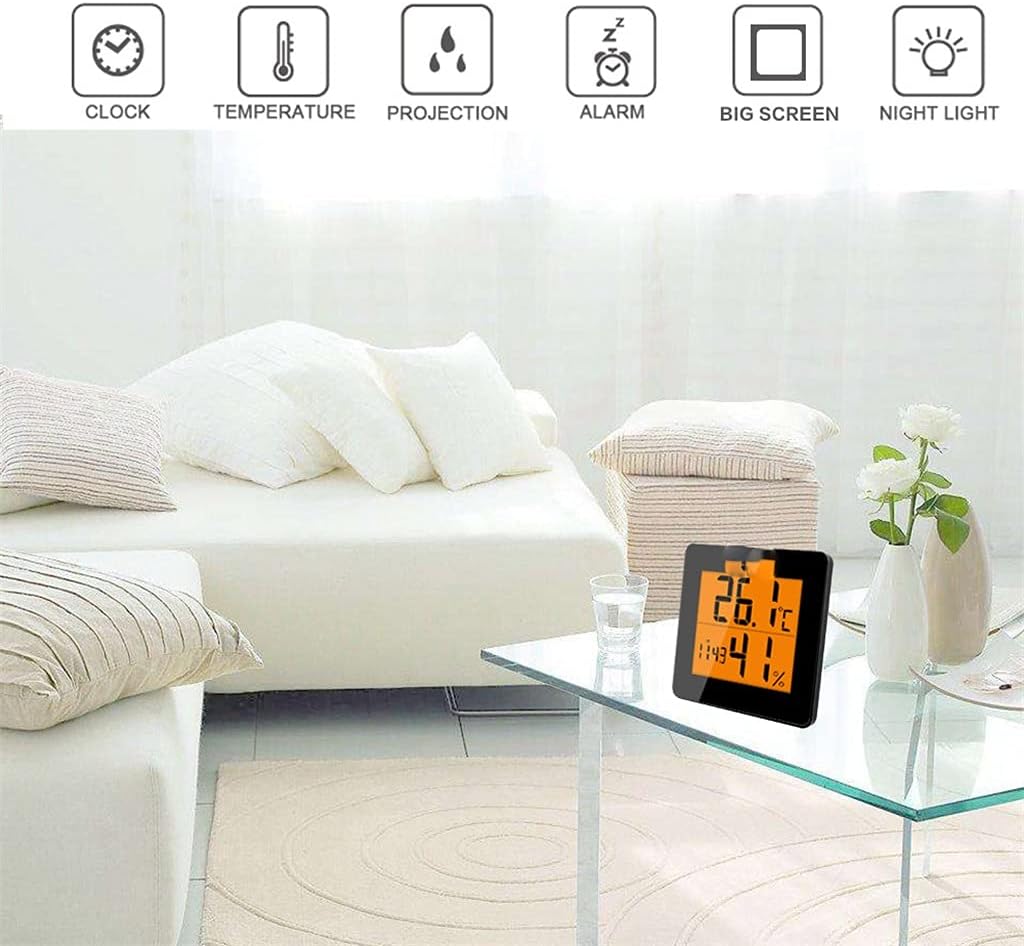 JSEIAJB Digital Thermometer Hygrometer Electronic LCD Temperature Humidity Meter Weather Station Indoor Outdoor Clock