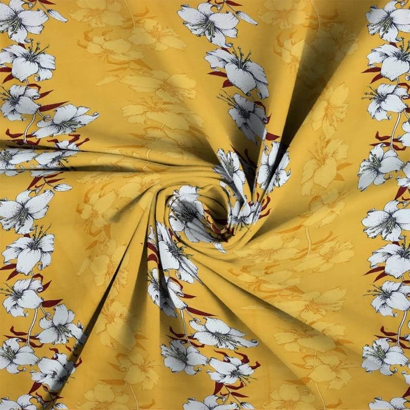 Image of Glace Cotton Double Bedsheet 90x90 Inch with 2 Pillow Covers 18x28 Inch - Bright Yellow Floral Print Bed Sheet Set - Soft Flat Bedcover for Double Mattress Bedroom Hostel Room - Yellow Flower