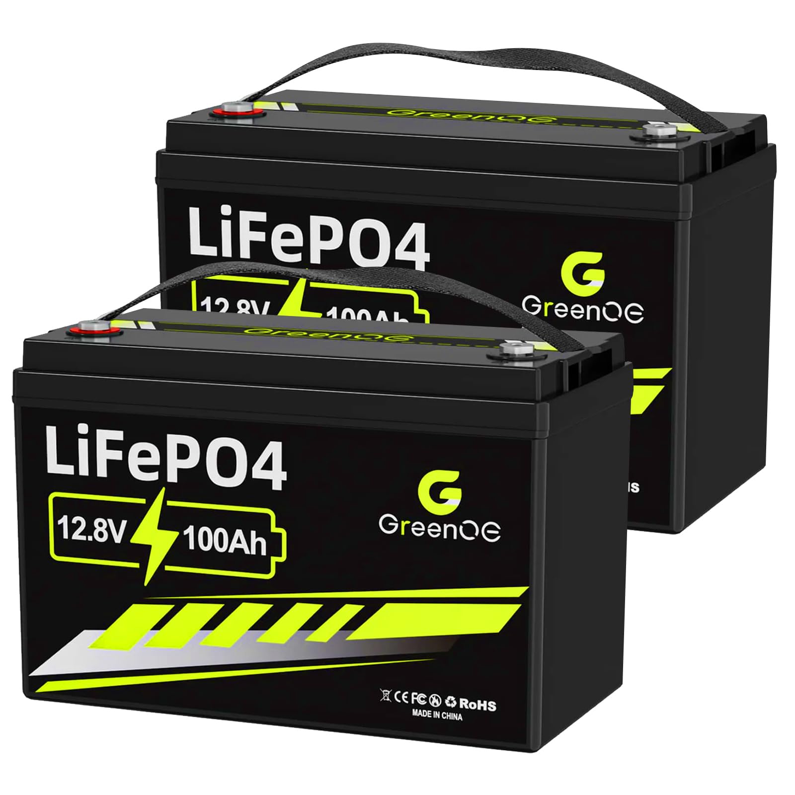 GREENOE 12V 100Ah Lithium LiFePO4 Battery,Group 31 With Built-in 100A BMS,4000-15000 Cycles,5-Year Lifetime,Rechargeable Lithium Battery Prefect for