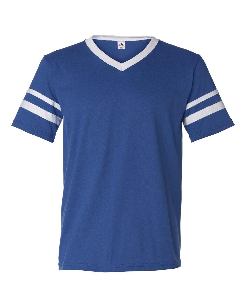 Augusta Sportswear V-Neck Jersey with Striped Sleeves, XL, Royal/White