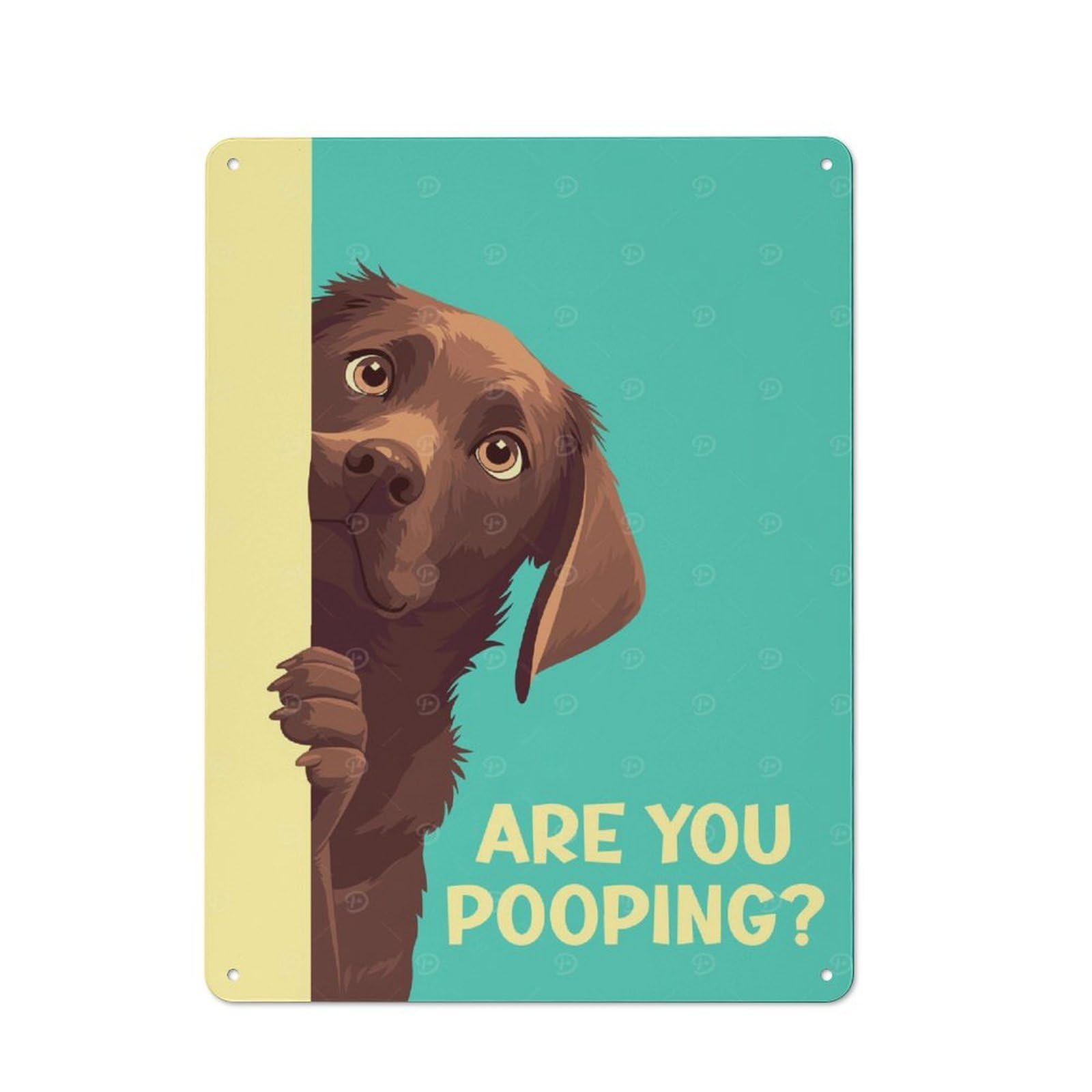 Junmoney Brown Labrador Pooping Tin Sign 40X30cm With For Workshop Wall, Rustic Decor, Suited To Workshop Decor Fans