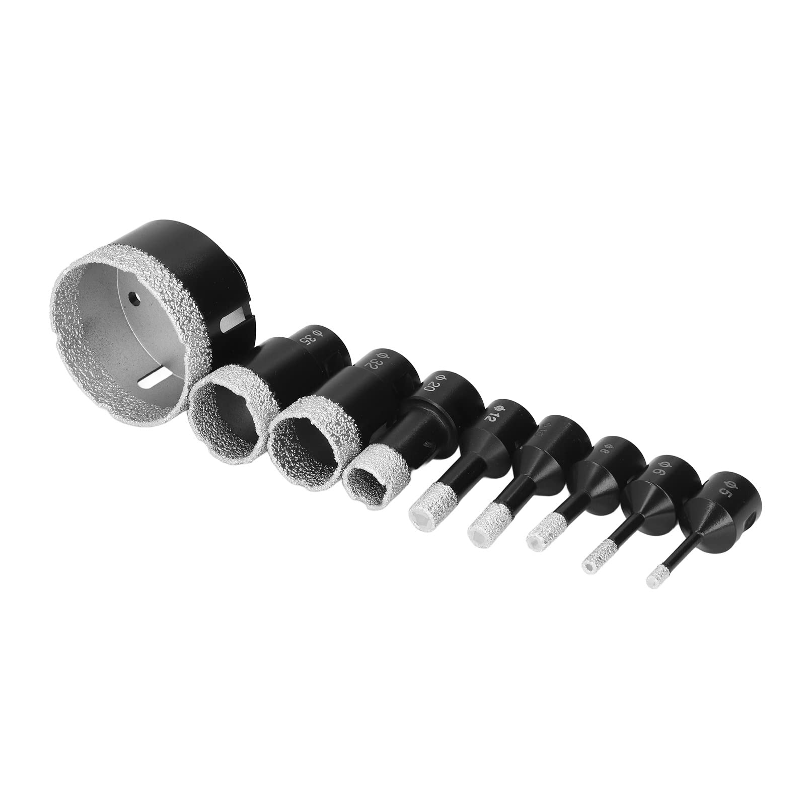 FTVOGUE Juego de 9 Brocas de Diamante Soldadas M14 para Amoladora Angular de 5 Mm a 68 Mm, Revestimiento de Esmeril Engrosado para Vidrio, Baldosas de Cerámica, Perforación de Piedra de Mármol