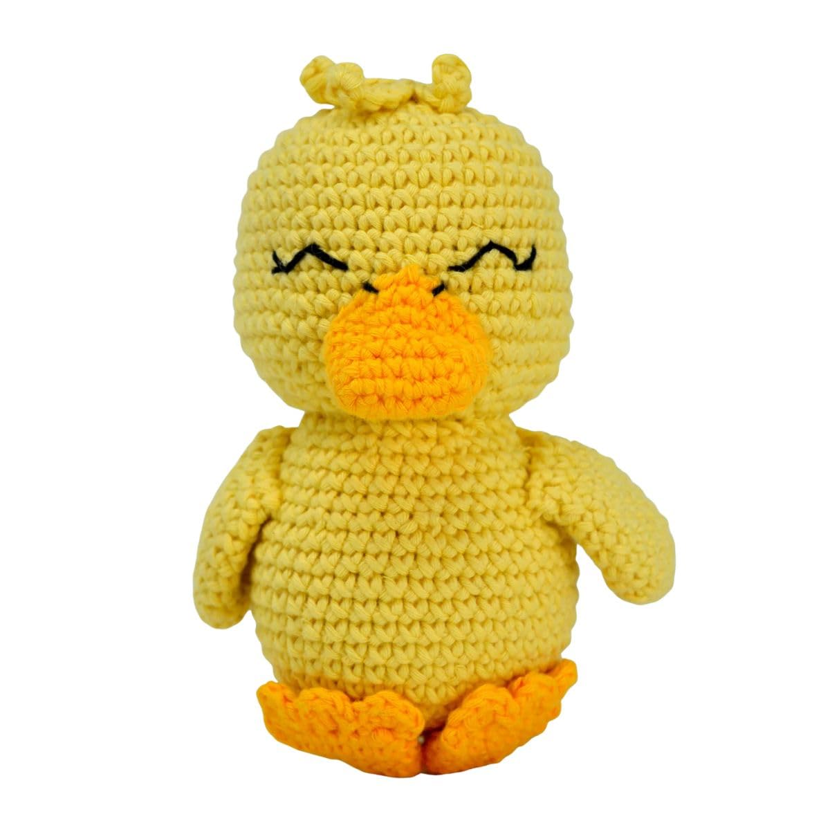 Knitty Critters Pouch Pals Crochet Kit – Danny Duckling| Beginner-Friendly Crochet Craft Kit with Recycled Yarn