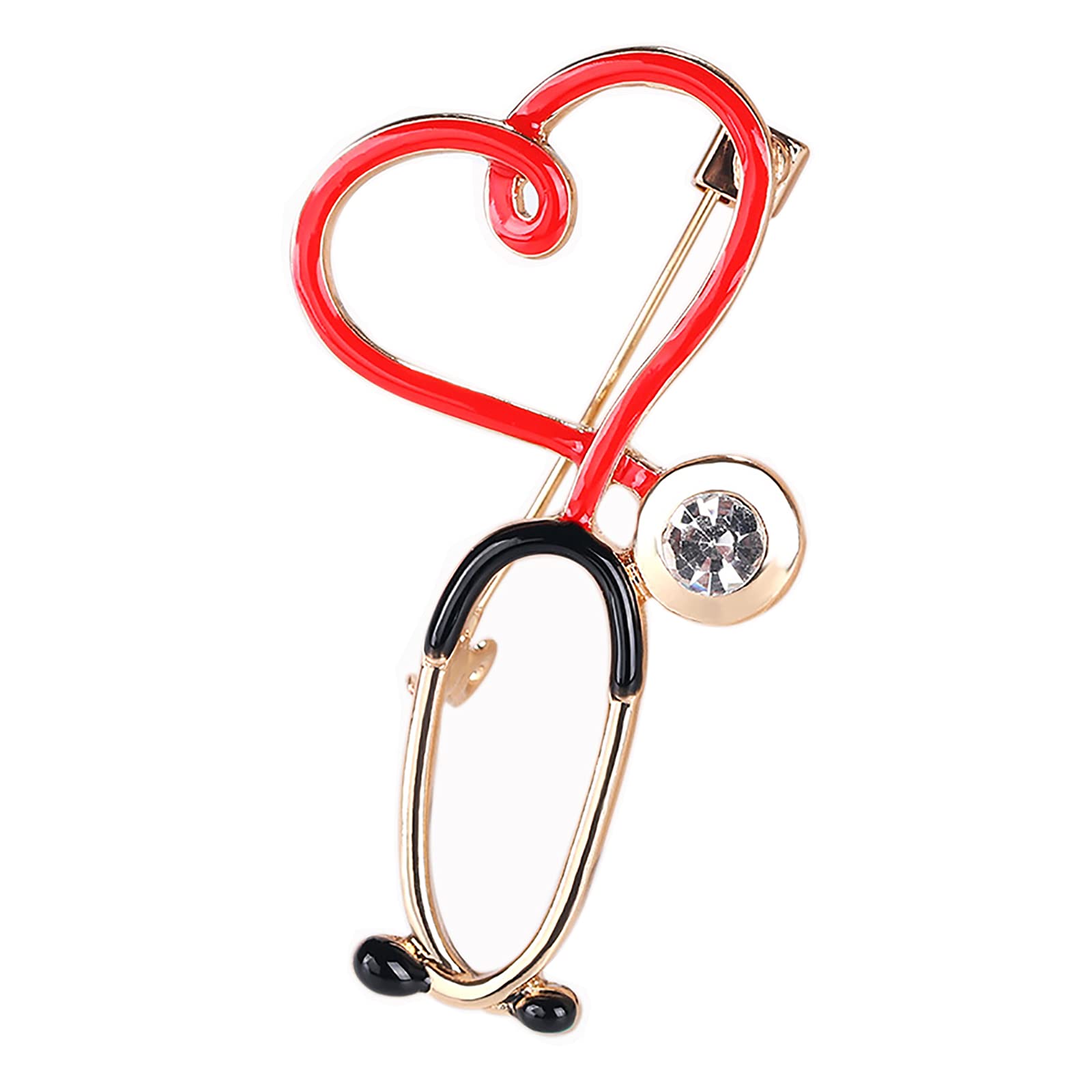 Stethoscope Pins Medical Brooch Nurse Pin Student Graduation Gift Gold Heart-Shaped Pins Lapel Pin Medical Jewelry for Women Alloy Jewelry Accessories
