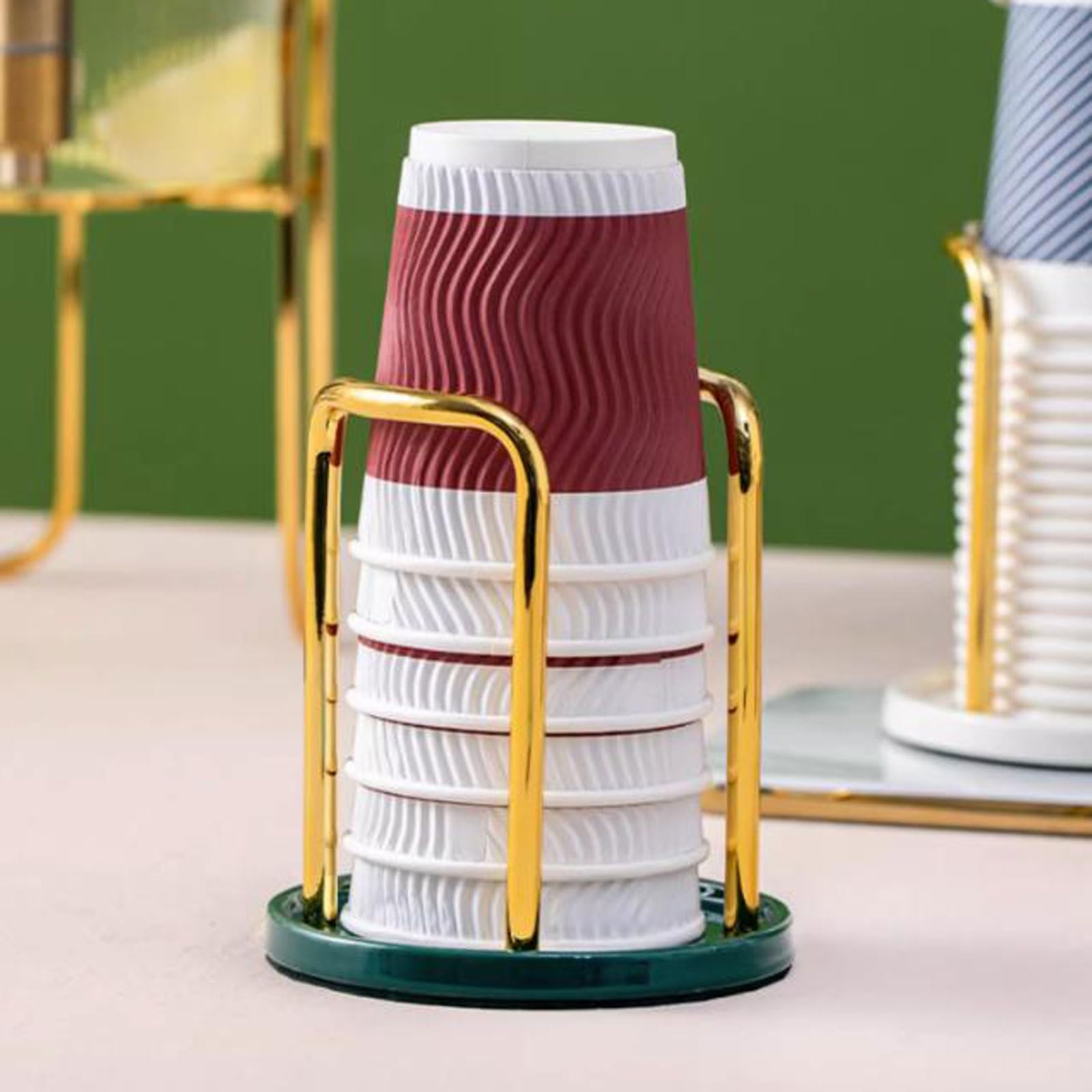 Dispensador Organizador De Vasos De Papel Para Cafetería - Negro, Plástico Resistente, Base Estable