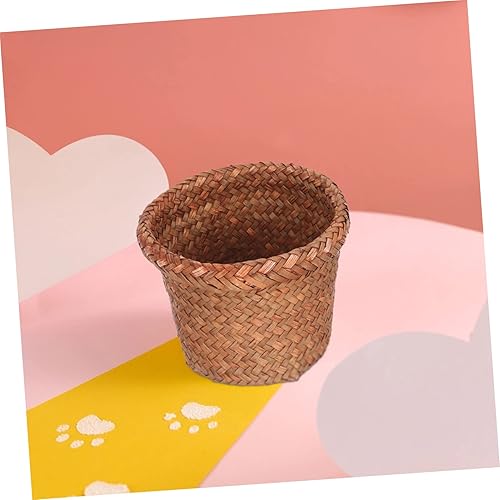 Miniatura 7 de STOBAZA Uds multifunción basurero de cocina cesta de basura con tapa tejida cesta de almacenamiento de basura para uso diario