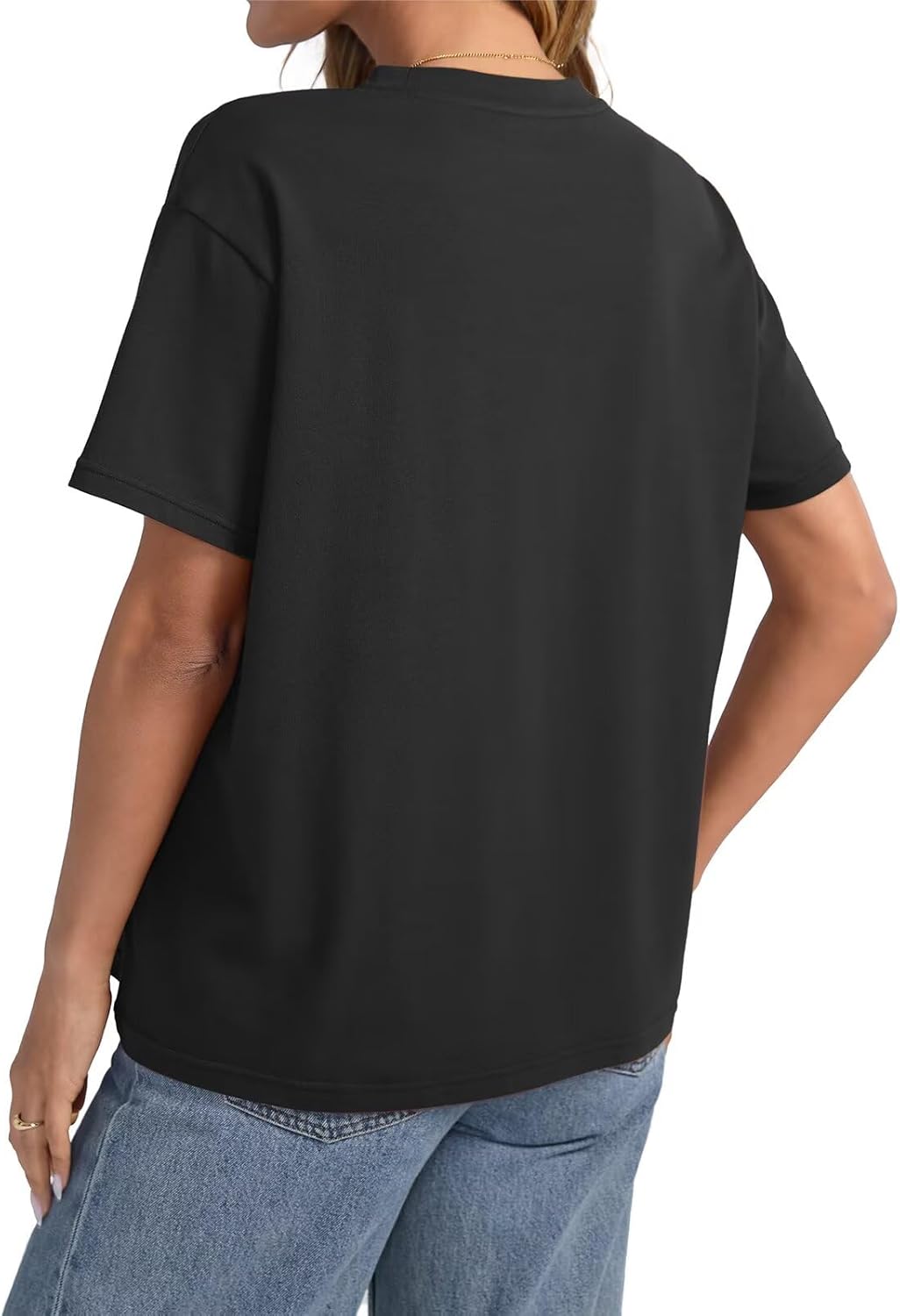 Womens Cotton Oversized T Shirts Loose Fit Short Sleeve Mock Neck Tops Summer Boxy Tee Fashion Clothes 2025 - Image 5