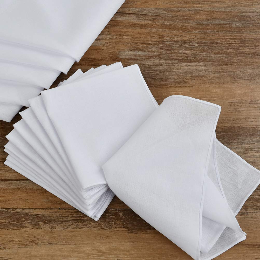 BUYGOO 25 szt. męskie białe bawełniane chusteczki poszetkowe chusteczki dla mężczyzn (rozmiar 28 cm)