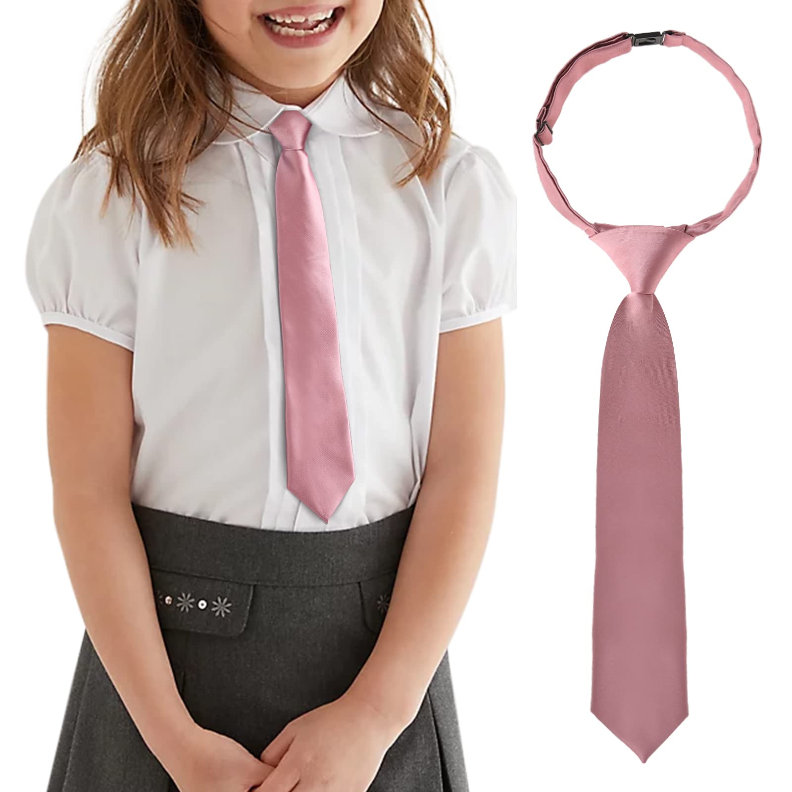 KajeerKids Boys Ties Neckties Adjustable - Pre-tied Toddler Tie Solid Color Buckle Ties for Boys Girls