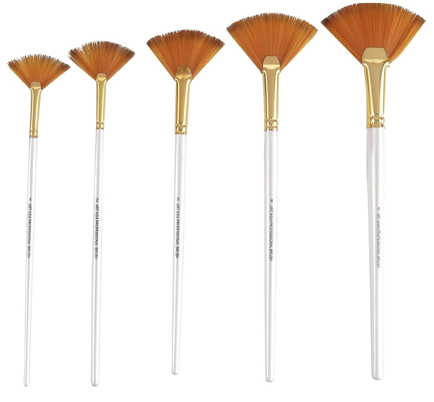 Art Asia Artist Quality Synthetic Hair Fan Paint Brush Set 5 Piece Set(Synthetic & wood)-image-37