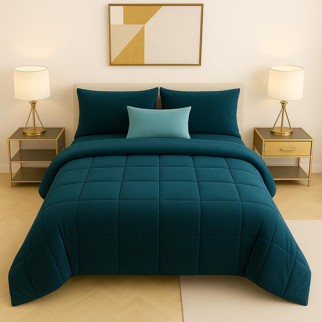 Master House Trapunta Piumone Matrimoniale Singola Piazza 1/2 in Morbido e Caldo Velluto per Camera da Letto Elegante e Confortevole (Ottanio, Matrimoniale 260x265 cm)