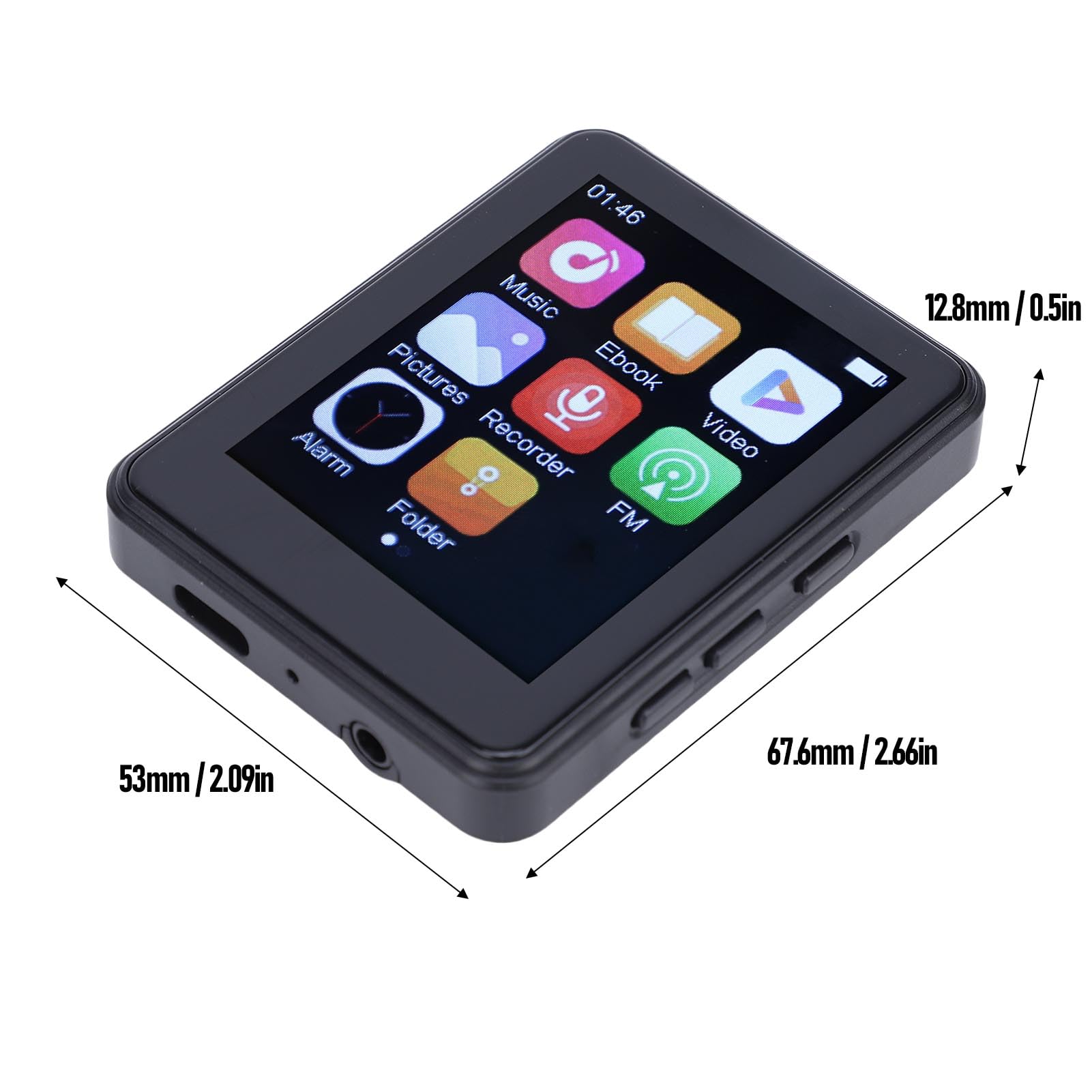 Asixxsix Lecteur Multimédia Portable 2,4 Pouces avec écran Tactile, 64 Go