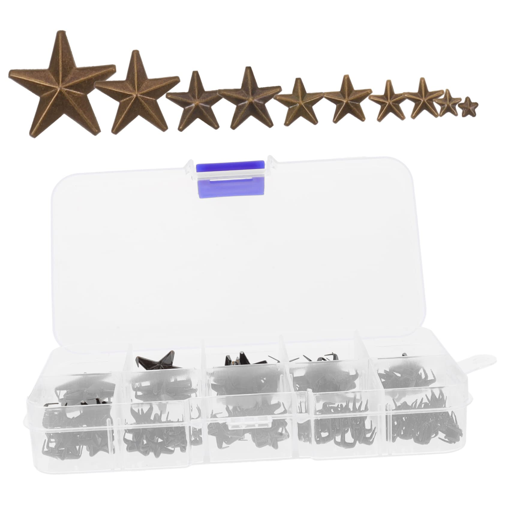 NUOBESTY 600 Piezas Clavos Estrella De Cinco Puntas Decoración Miniatura Tachuelas Para Hacer Manualidades Encantos De Remache Pernos Prisioneros De La Ropa Accesorio De Bricolaje Metal