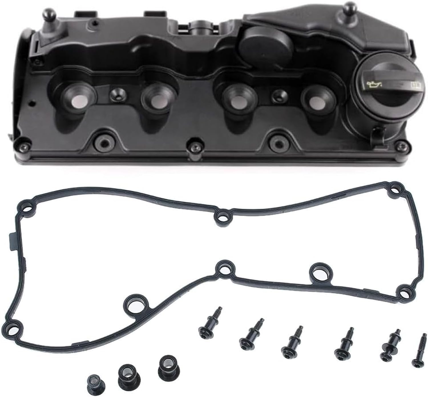 Hajus 1031029_2 Ventildeckel Zylinderkopfhaube + Öleinfülldeckel Ventildeckeldichtung für VW Golf Passat Caddy 3 4 Tiguan Touran Polo 1.6 2.0 TDI 03L103469R 03L103469C